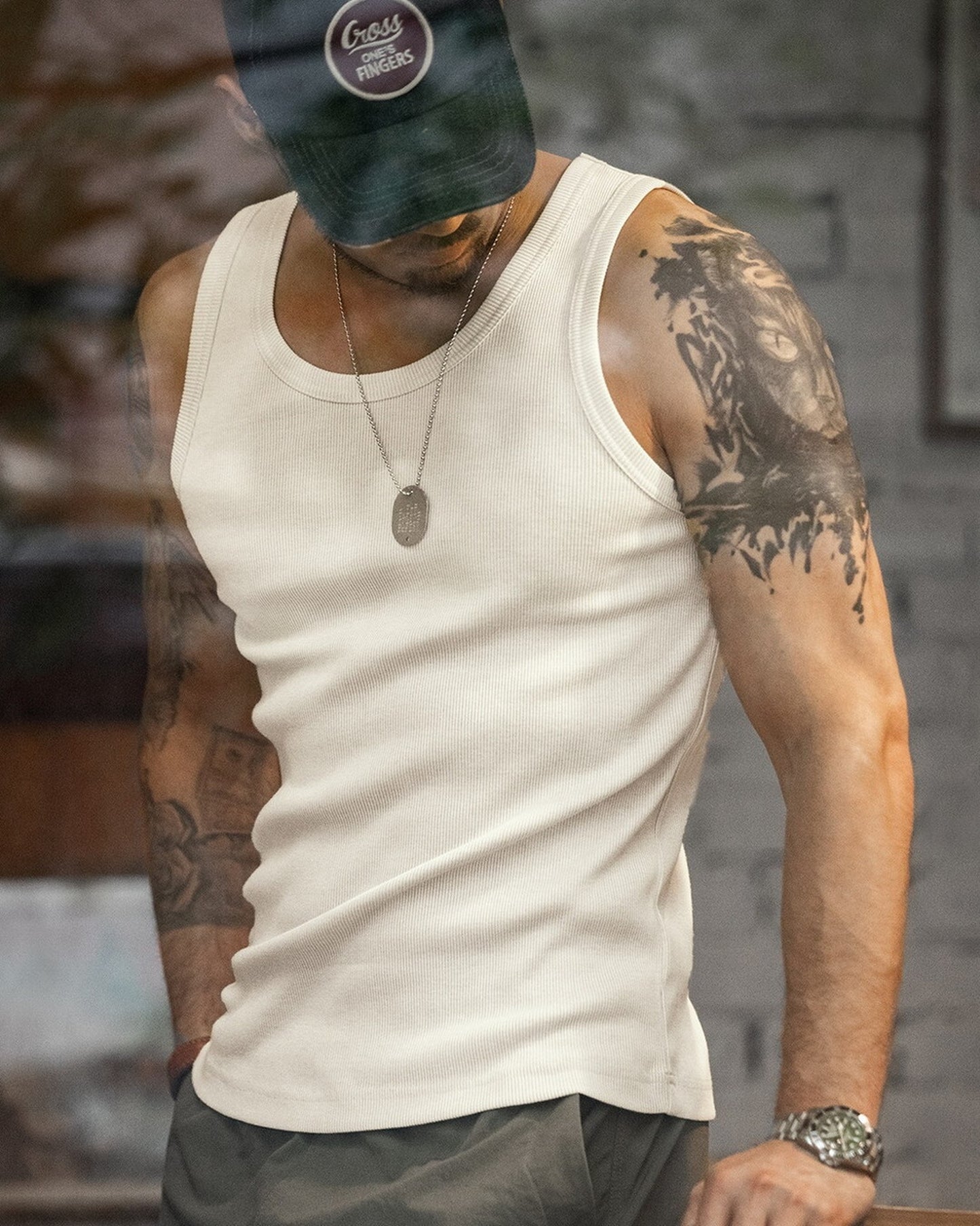 Ribbed-Weave Slim-Fit Round-Neck Casual Tank-Top 5color 【ACT0134】