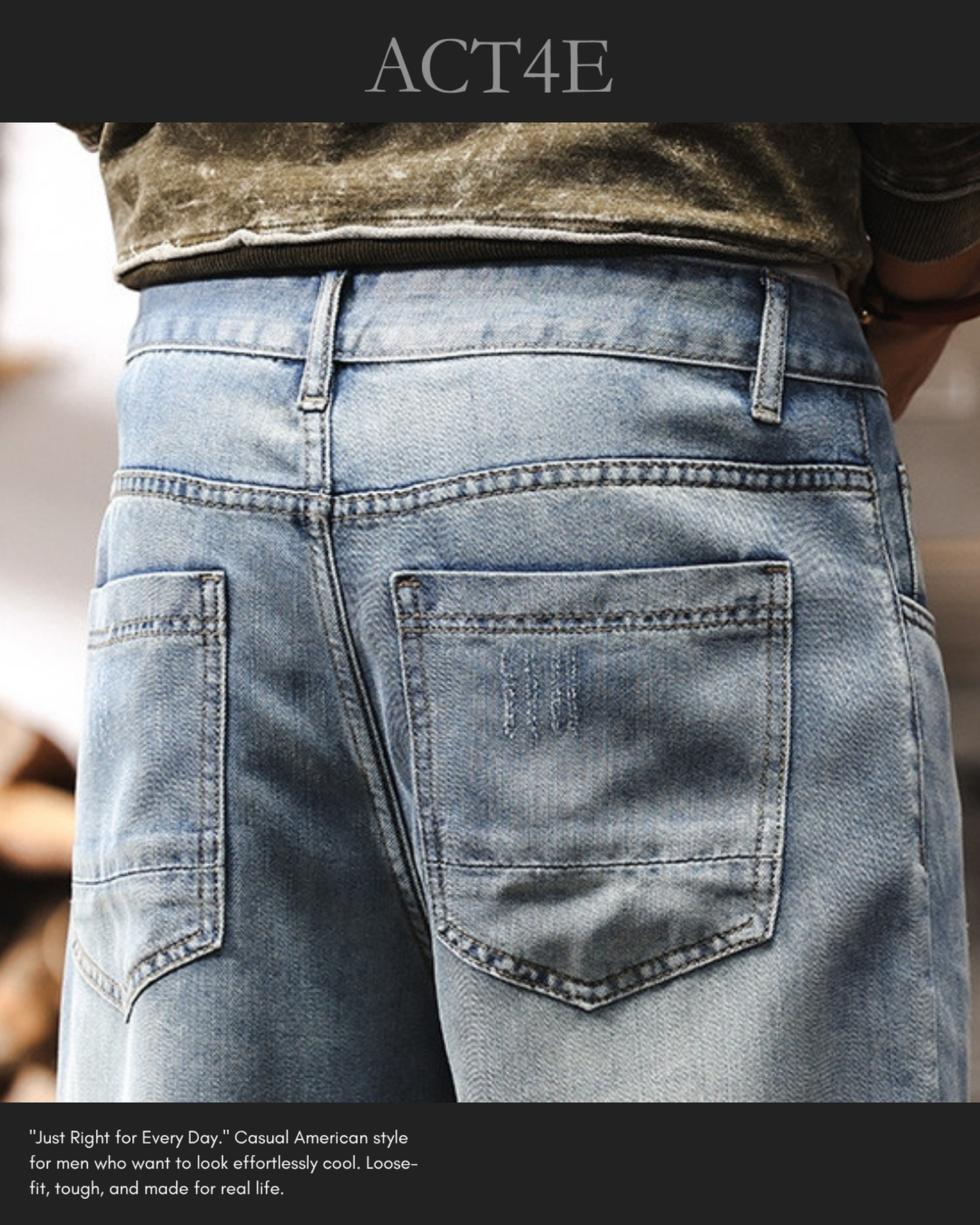 vintage tencel relaxed straight denim pants 2color 【ACT0180】
