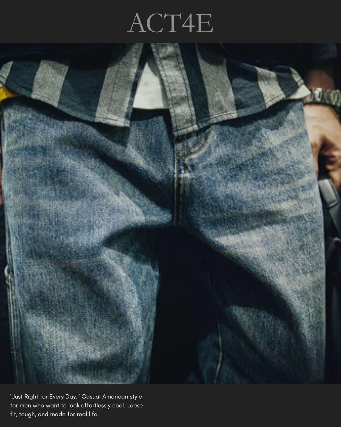 vintage processing tapered silhouette denim pants 【ACT0019】