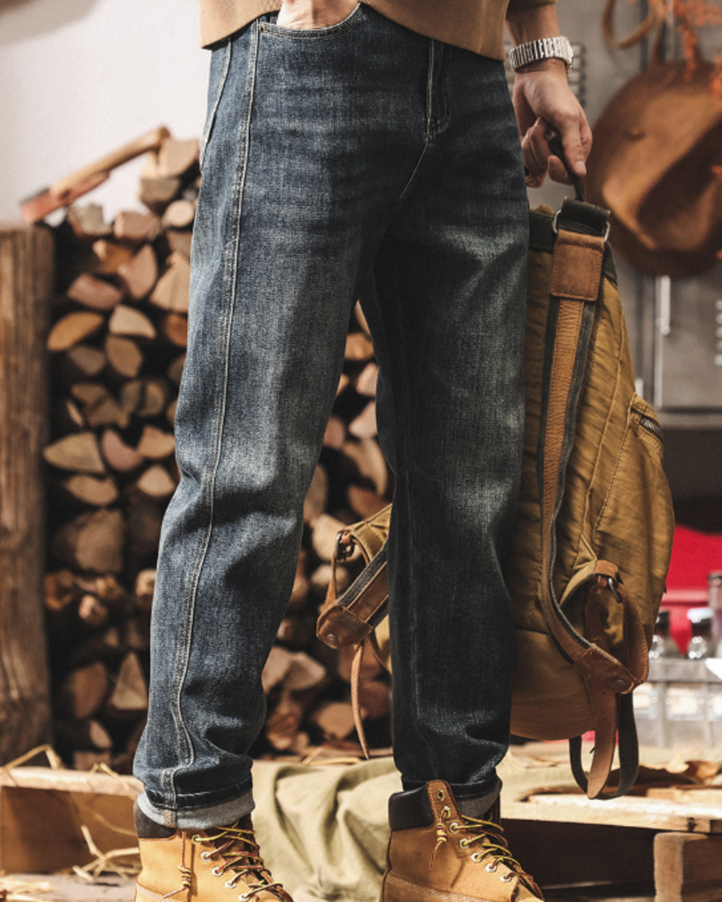 vintage wash straight denim pants 【ACT0178】