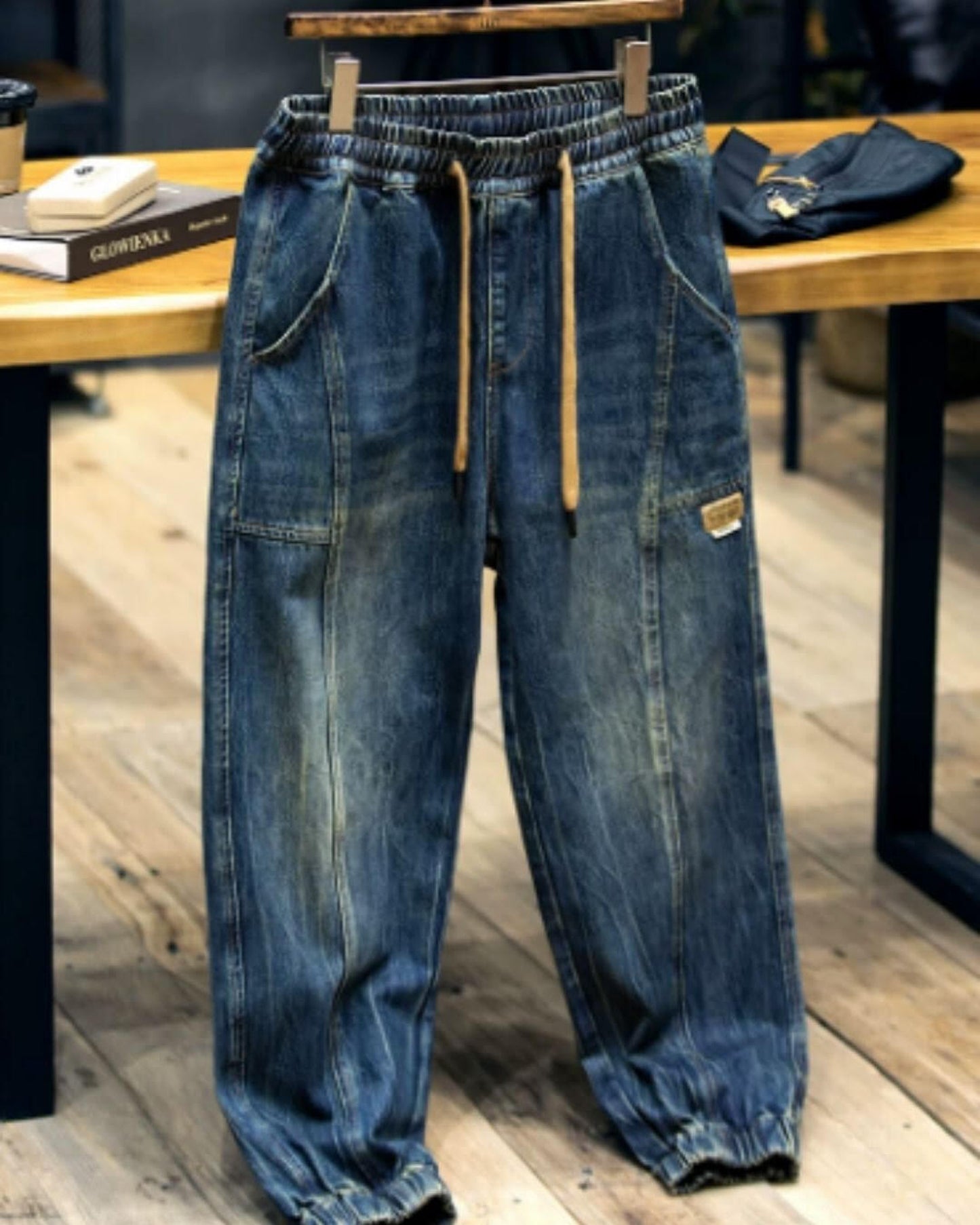 vintage-processed tapered denim pants 【ACT0007】