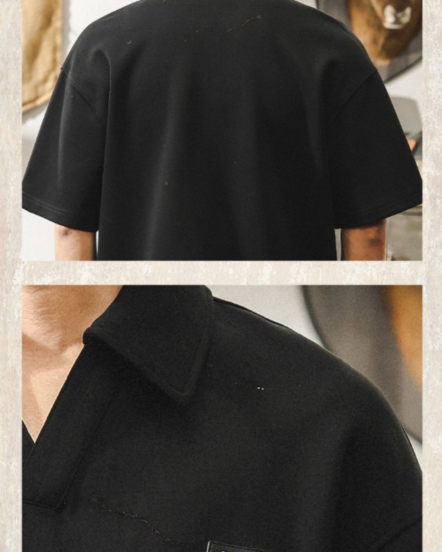 vintage casual loose short sleeve polo shirt 2color 【ACT0228】