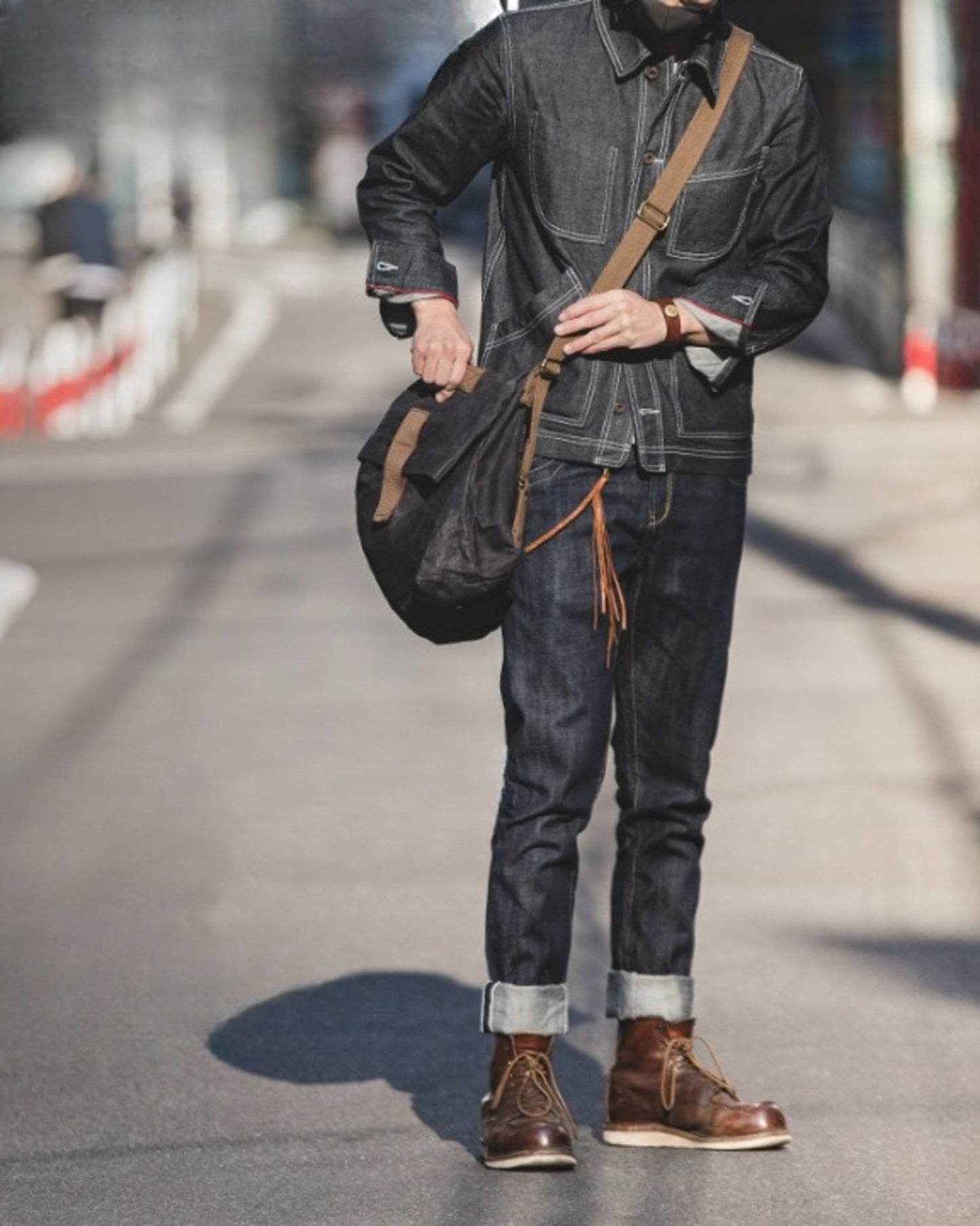 selvedge straight-leg denim pants 【ACT0142】