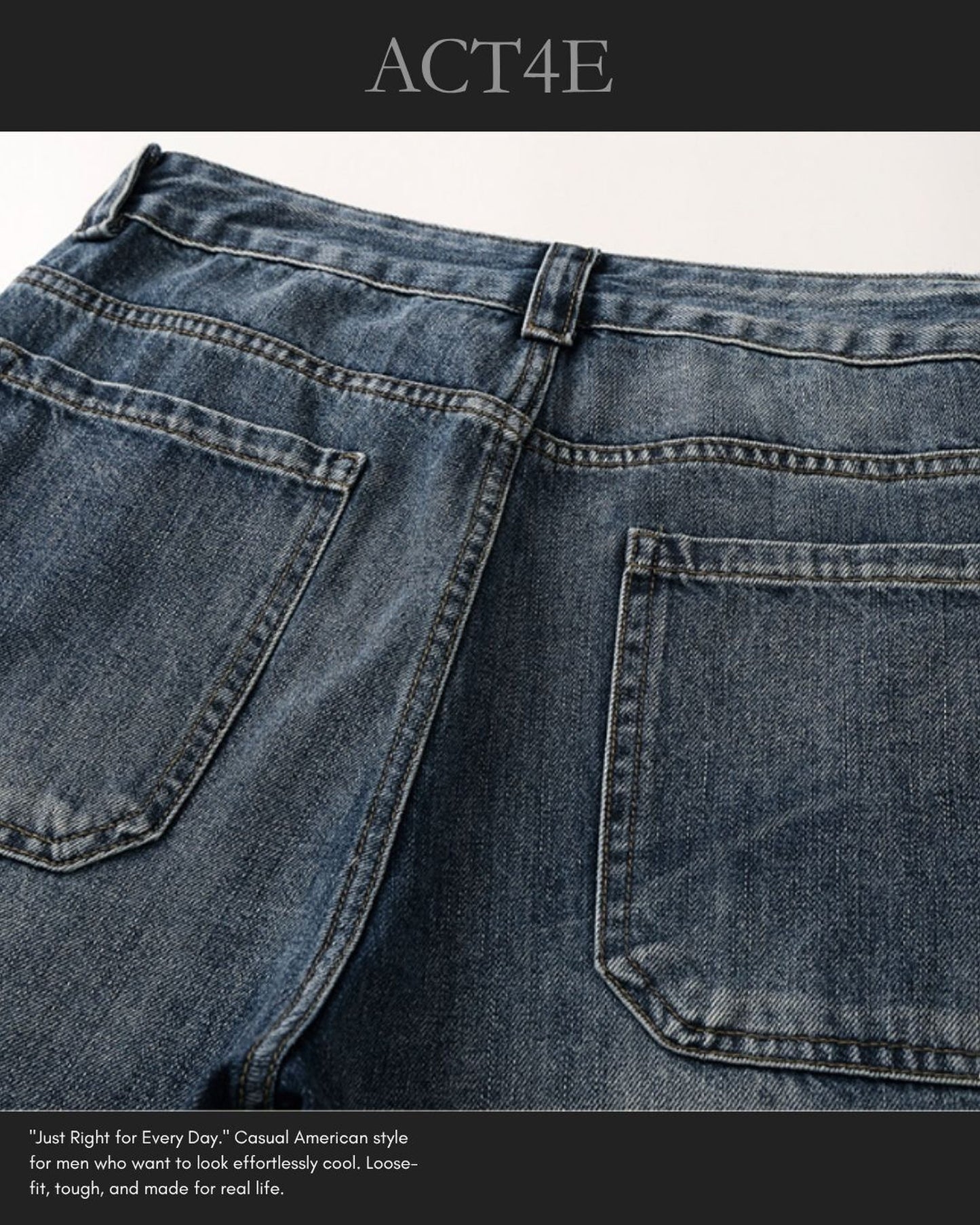 heavy weight loose straight denim pants 【ACT0203】