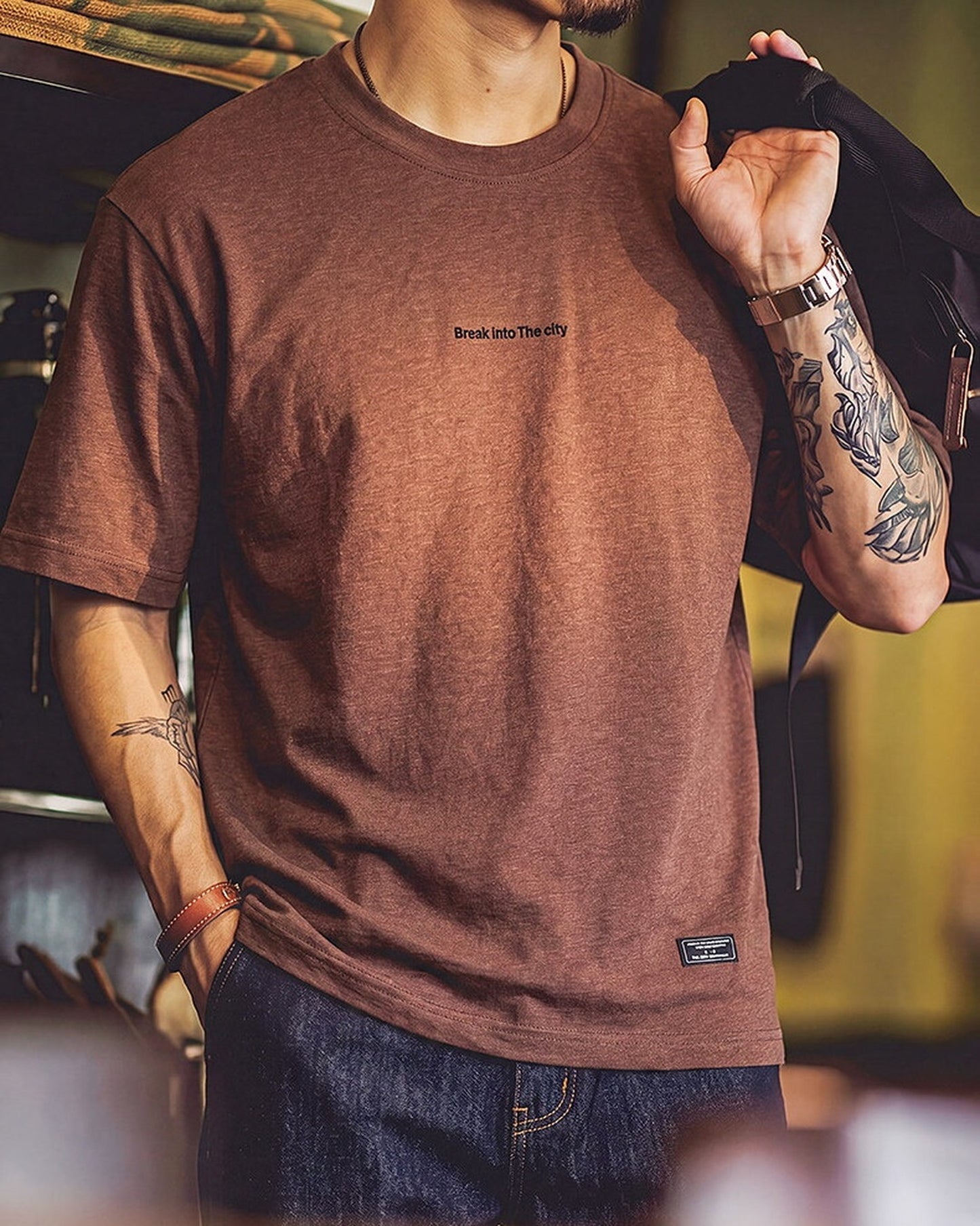 Classic Letter-Print Vintage Loose T-Shirt 【ACT0089】