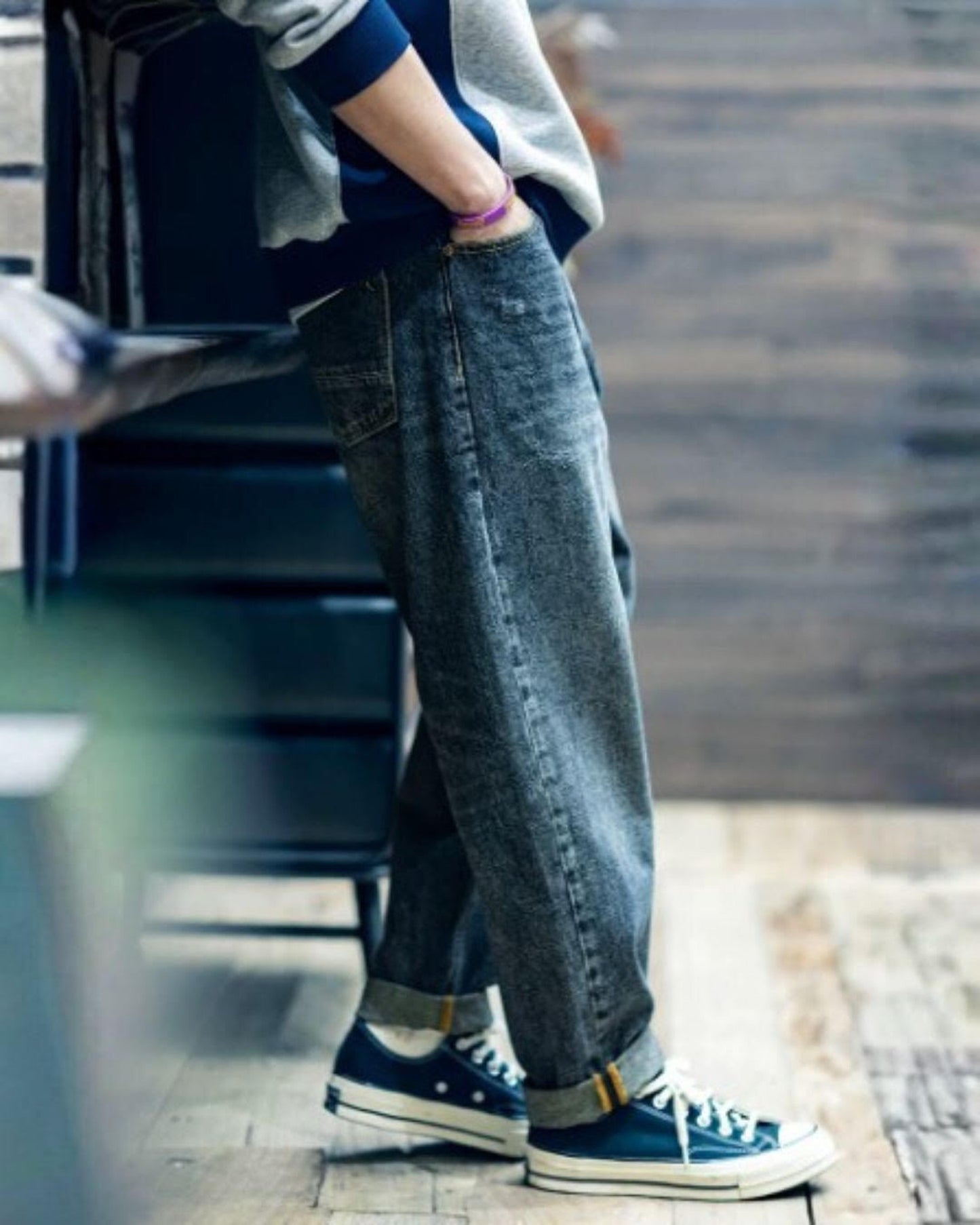 wide straight denim pants 【ACT0012】