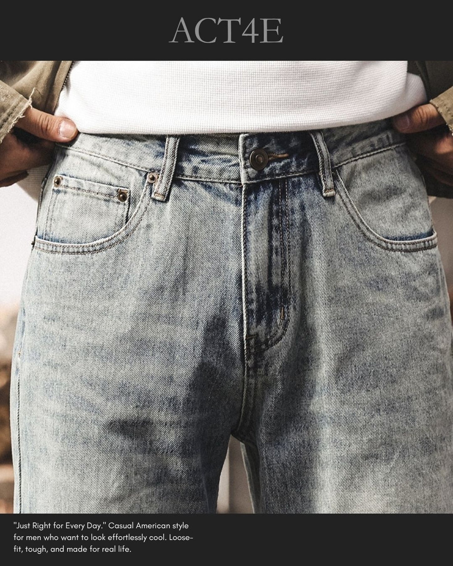 vintage wash straight denim pants 【ACT0193】