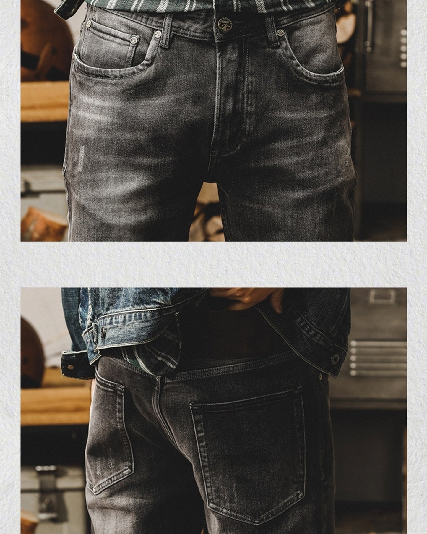 heavy washed straight denim pants 【ACT0179】