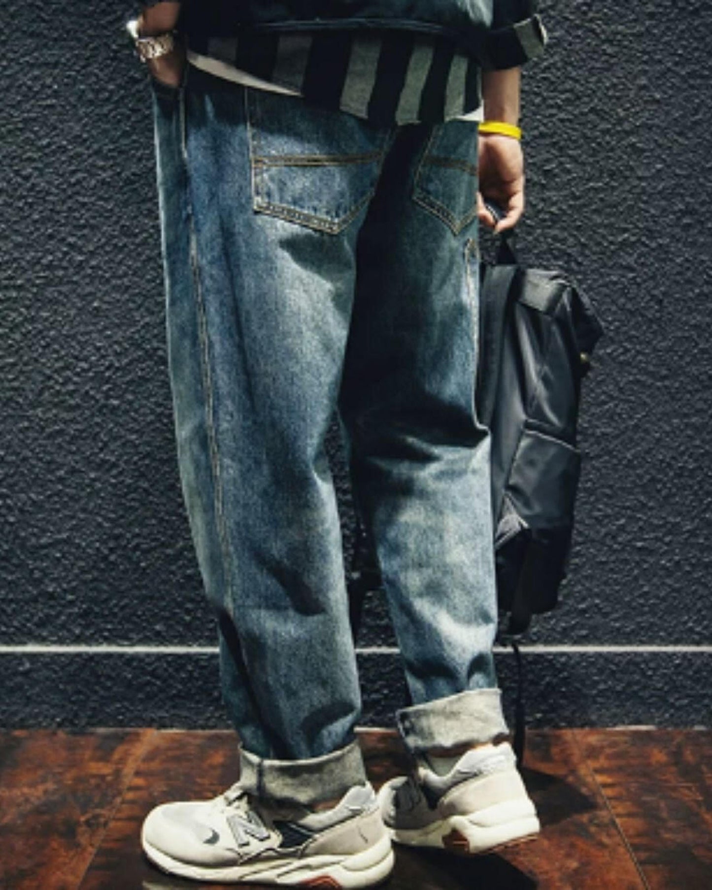 vintage processing tapered silhouette denim pants 【ACT0019】