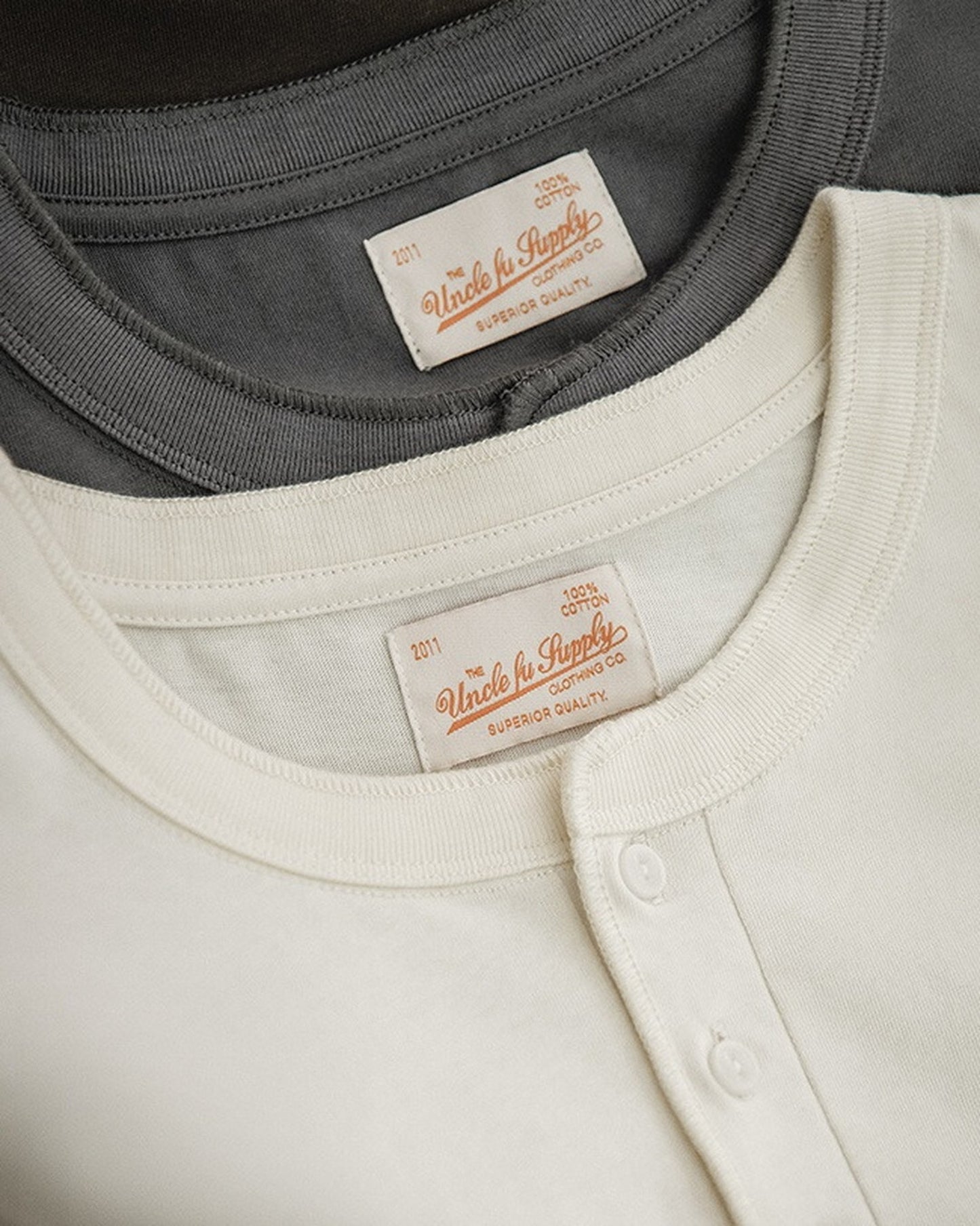 Henley-Neck Cotton Classic Short-Sleeve T-Shirt 4color 【ACT0136】