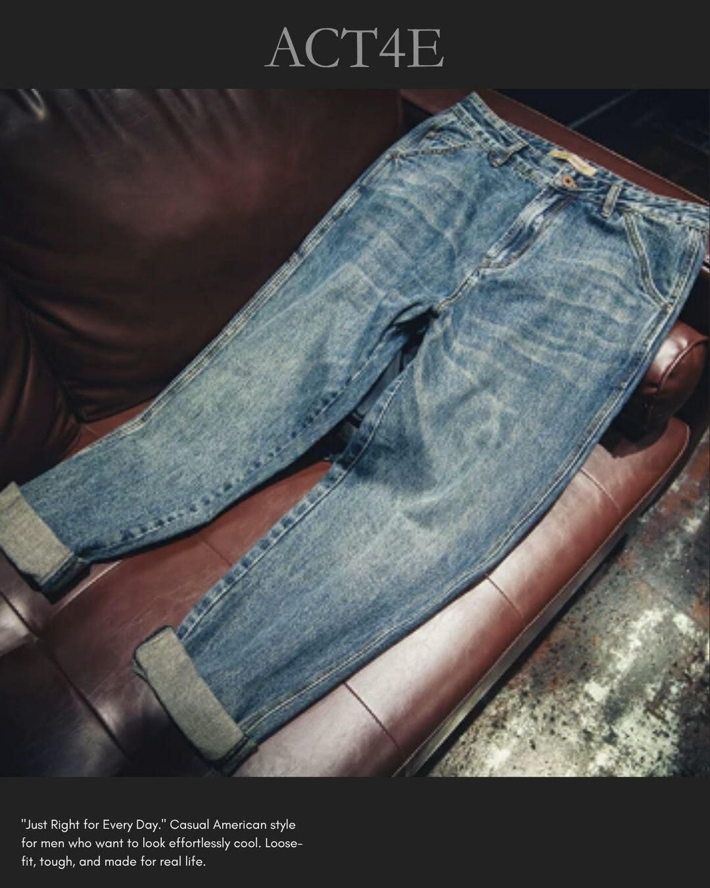 vintage processing tapered silhouette denim pants 【ACT0019】