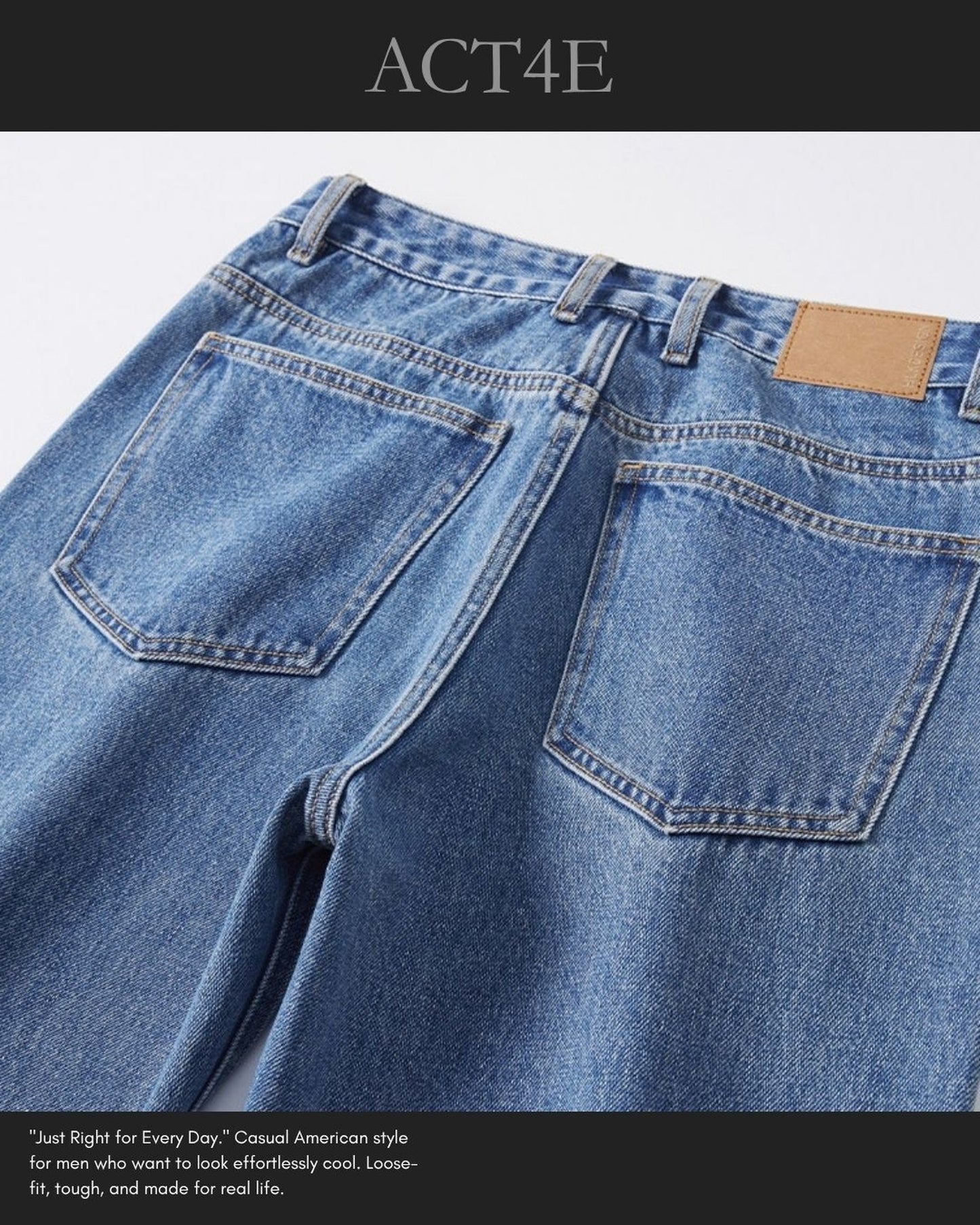 heavy weight loose straight denim pants 【ACT0211】