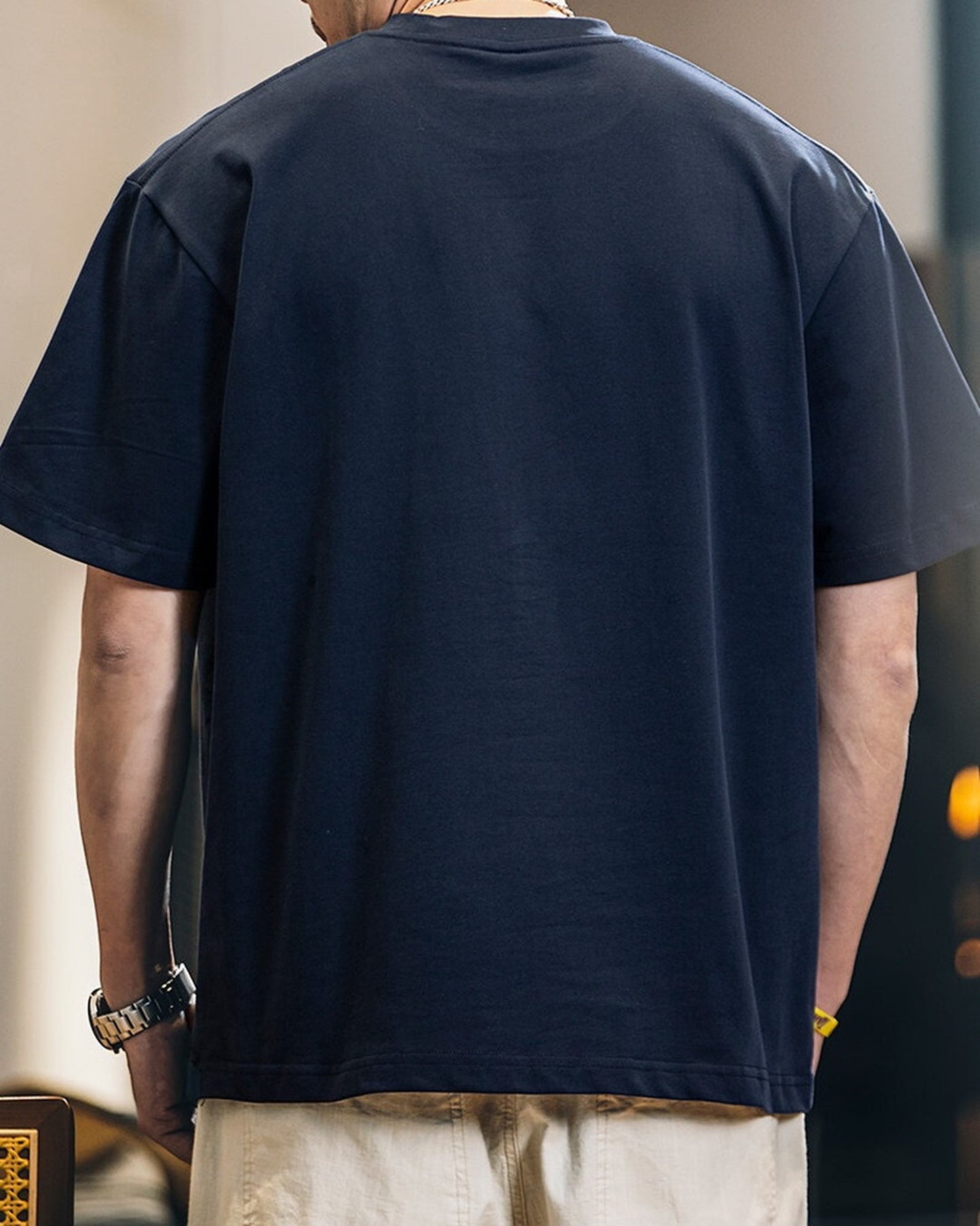 Chest-Pocket Loose Casual Letter-Print T-Shirt 2color 【ACT0079】