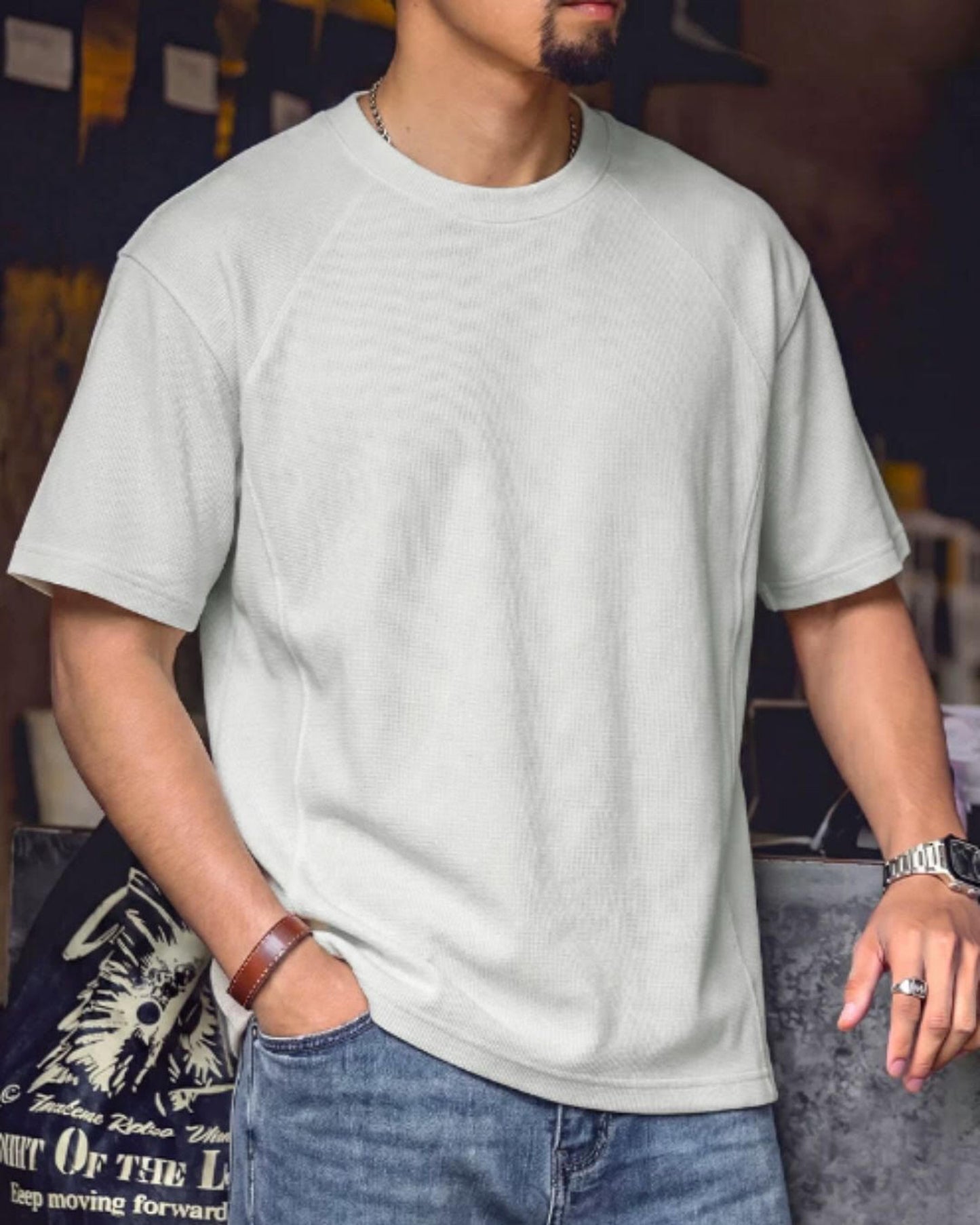 wide fit crew neck t-shirt 2color 【ACT0037】
