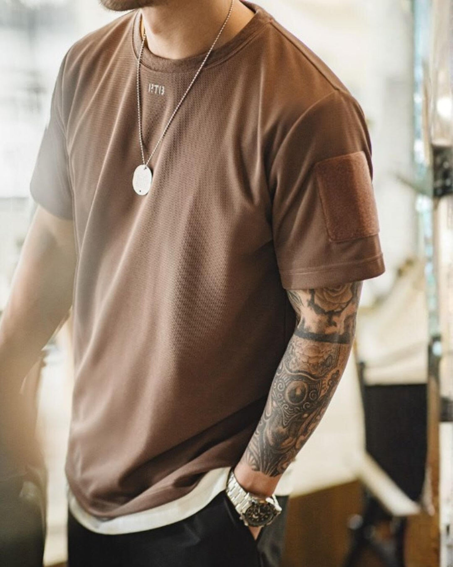 patch logo short sleeve t-shirt 3color 【ACT0047】