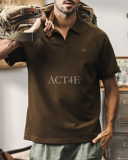 heavy chinese collar polo shirt 3color 【ACT0238】