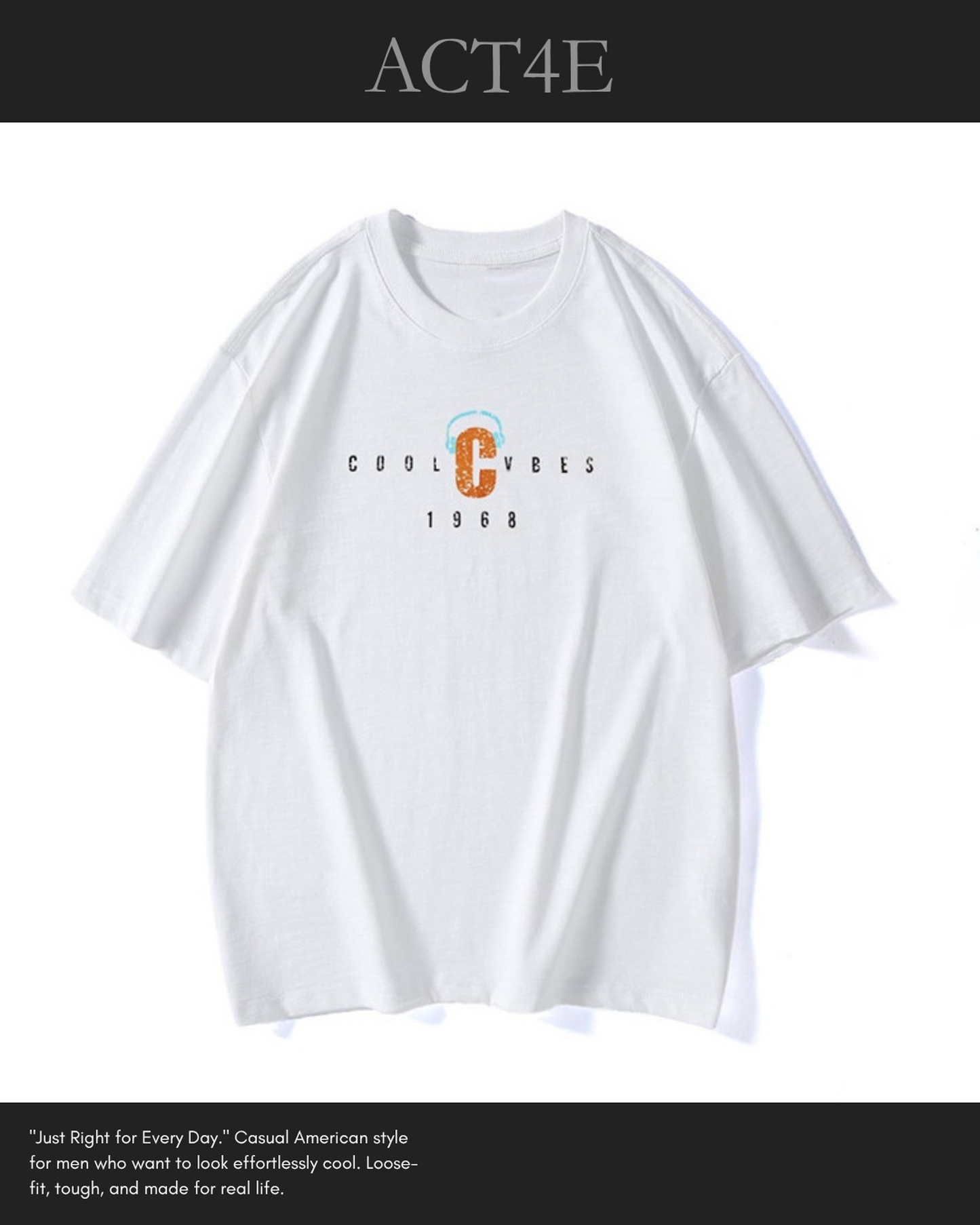 vintage print short sleeve t-shirt 3color 【ACT0156】