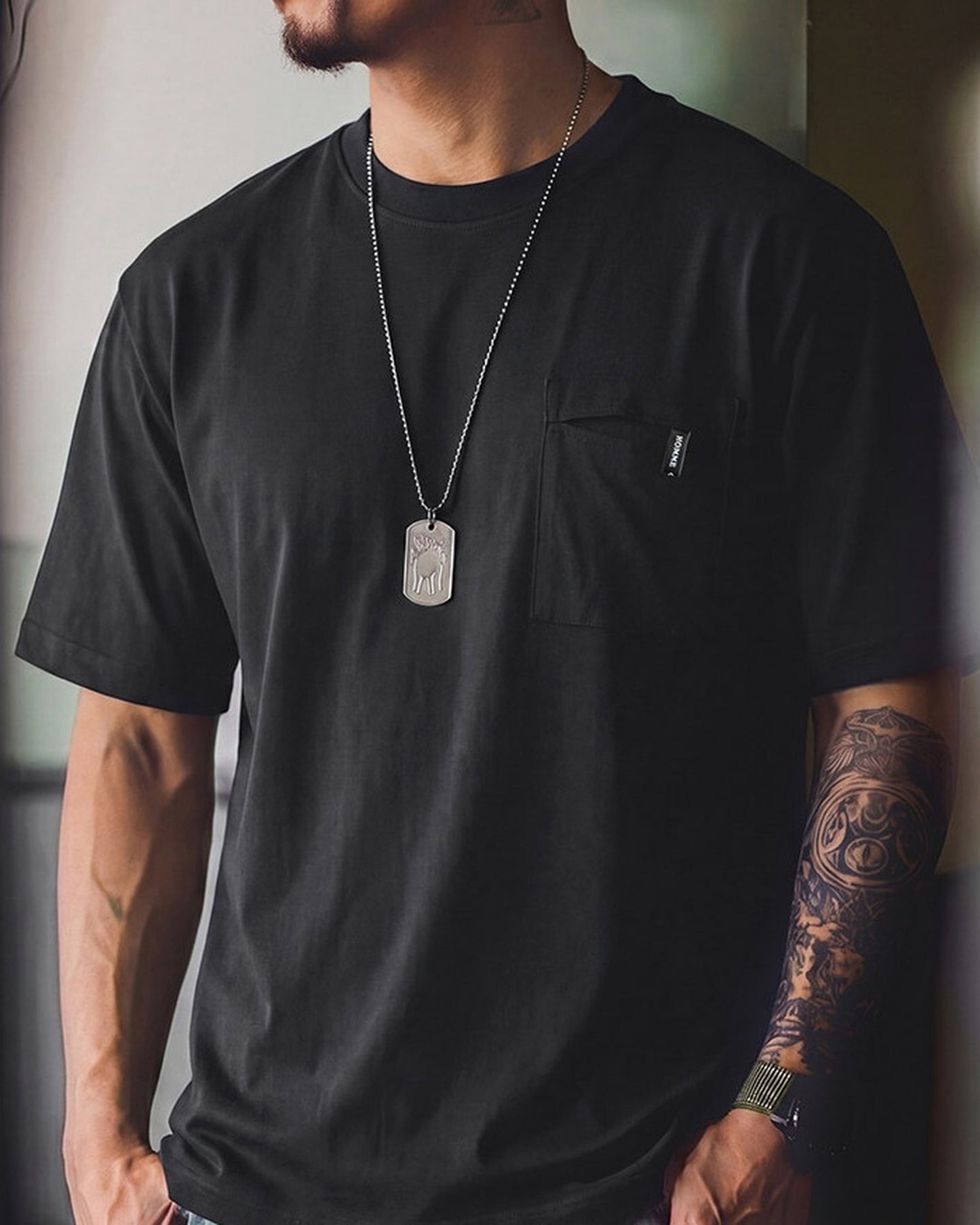 Vintage Cotton-Lyocell Chest-Pocket Casual T-Shirt 【ACT0099】