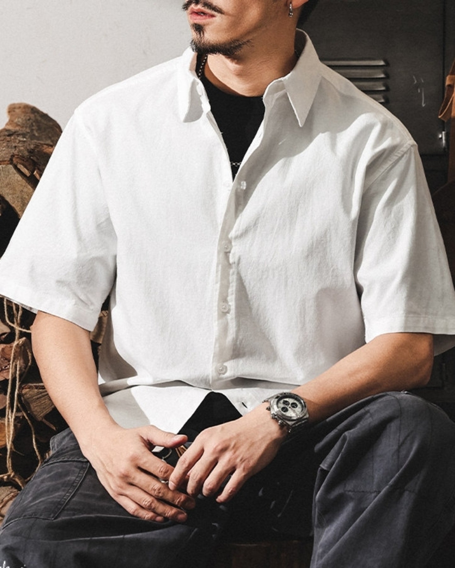vintage casual short sleeve shirt 3color 【ACT0242】