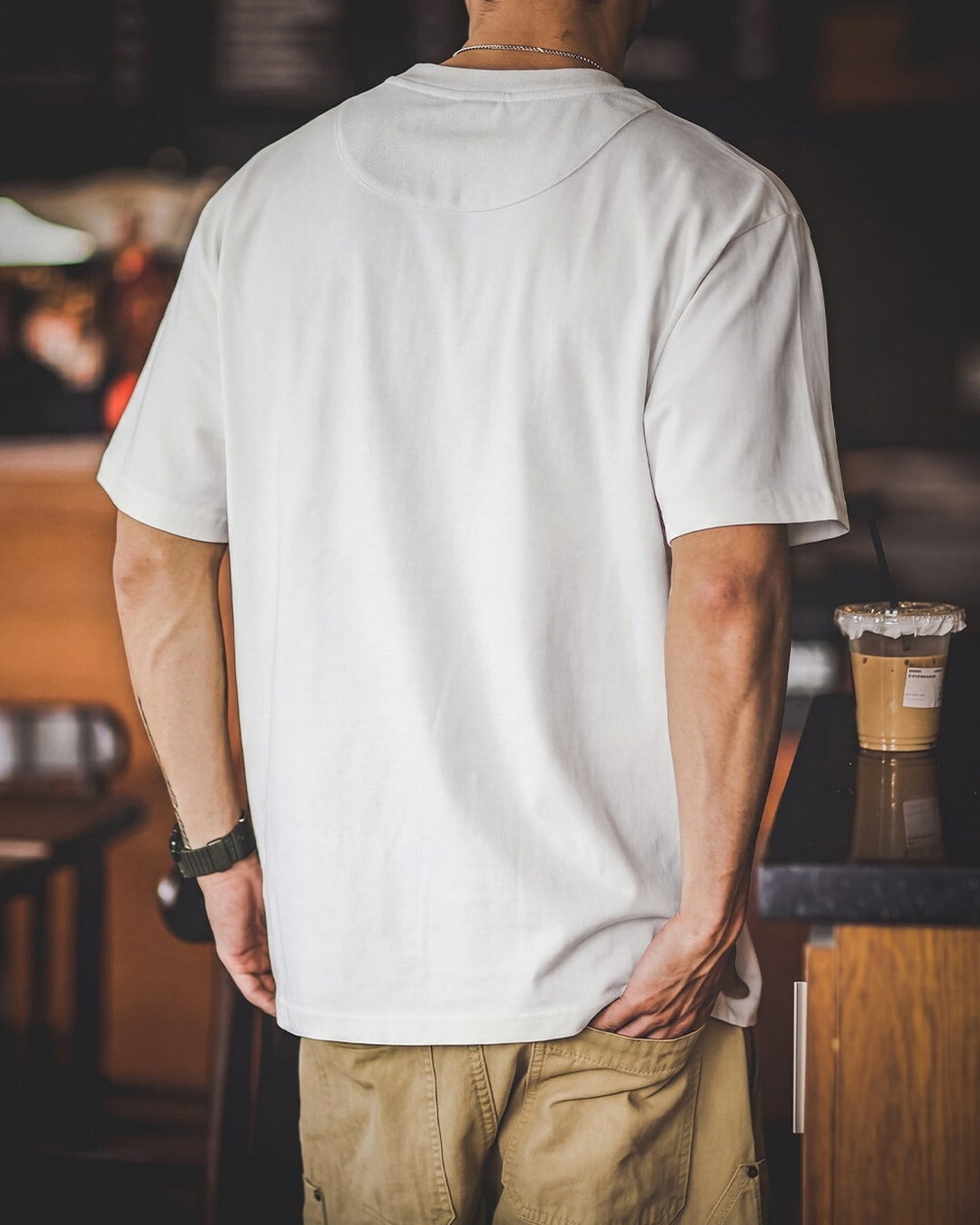 Vintage Key-Neck Smart-Casual Relaxed T-Shirt 2color 【ACT0097】
