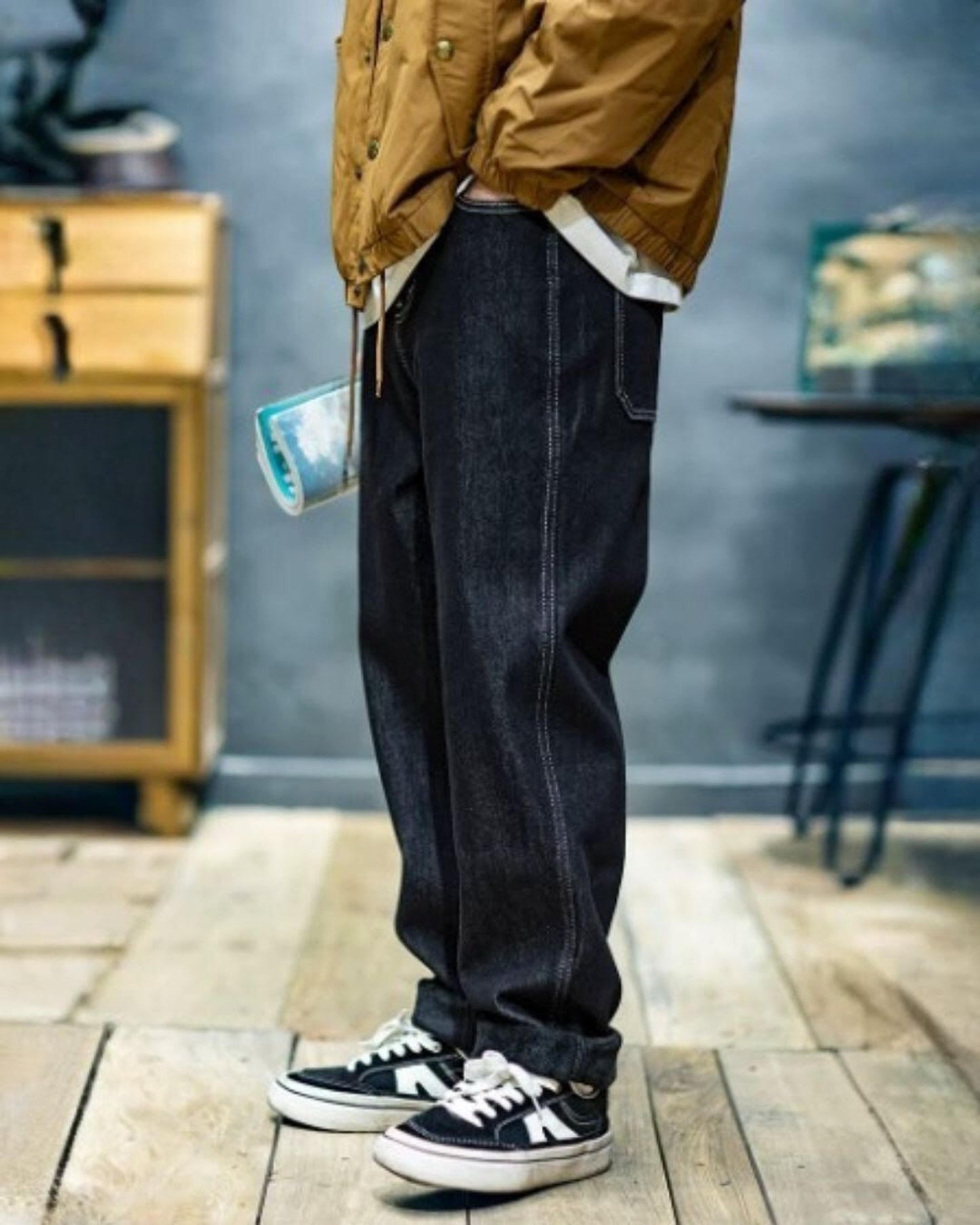 vintage straight denim pants 2color 【ACT0011】