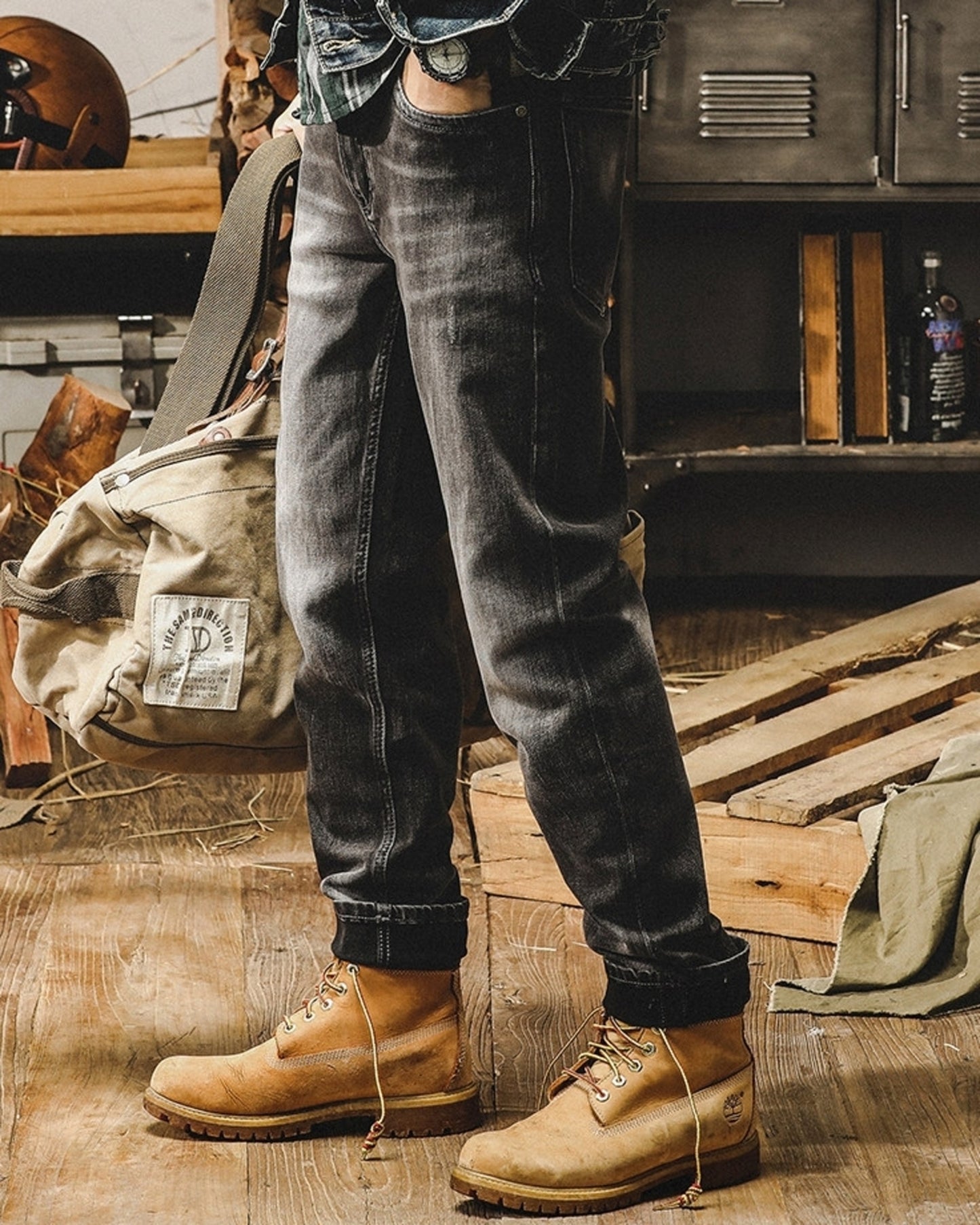 heavy washed straight denim pants 【ACT0179】