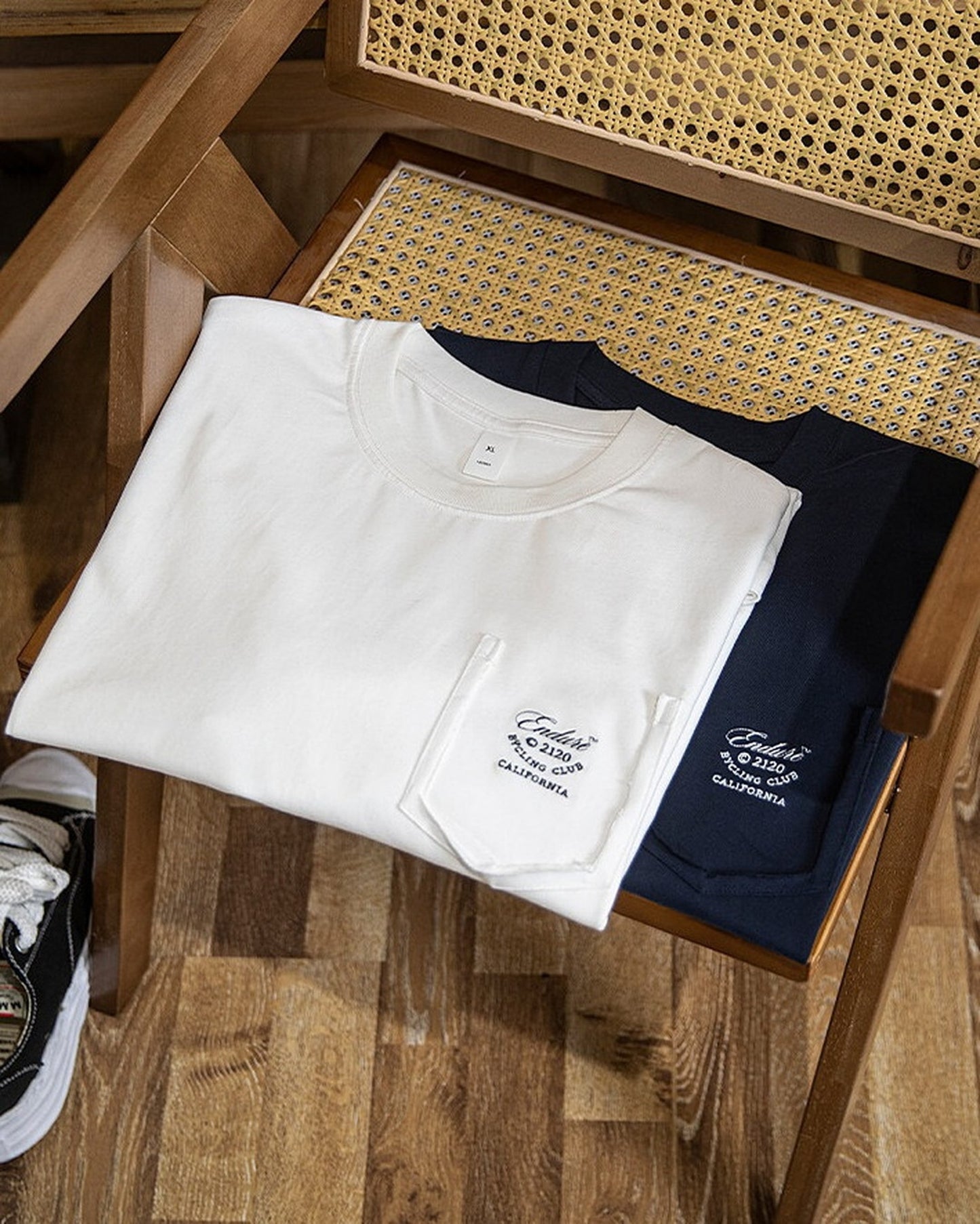 Chest-Pocket Loose Casual Letter-Print T-Shirt 2color 【ACT0079】
