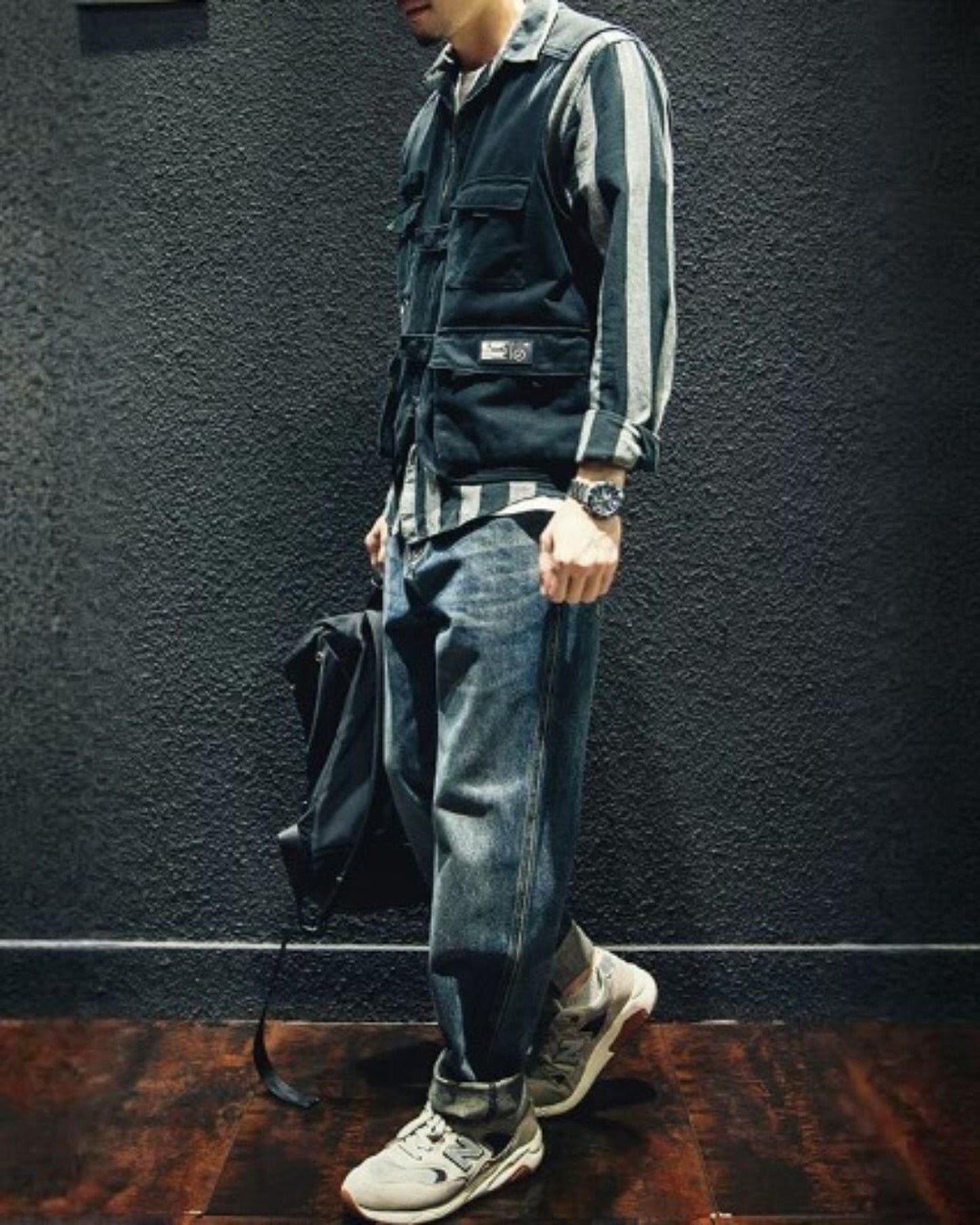 vintage processing tapered silhouette denim pants 【ACT0019】