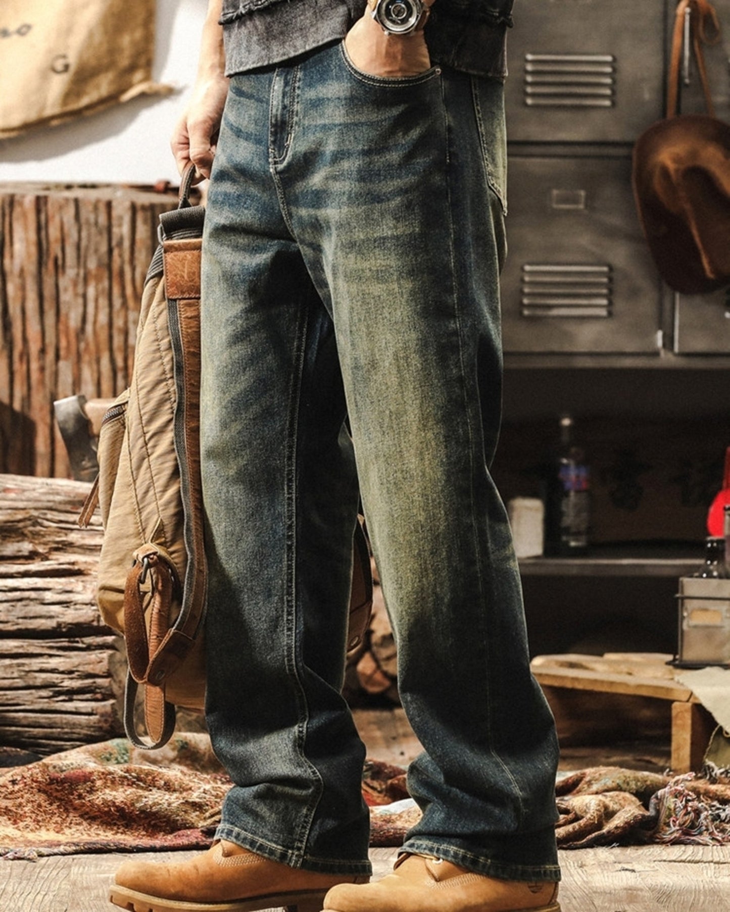 loose straight denim pants 3color 【ACT0182】