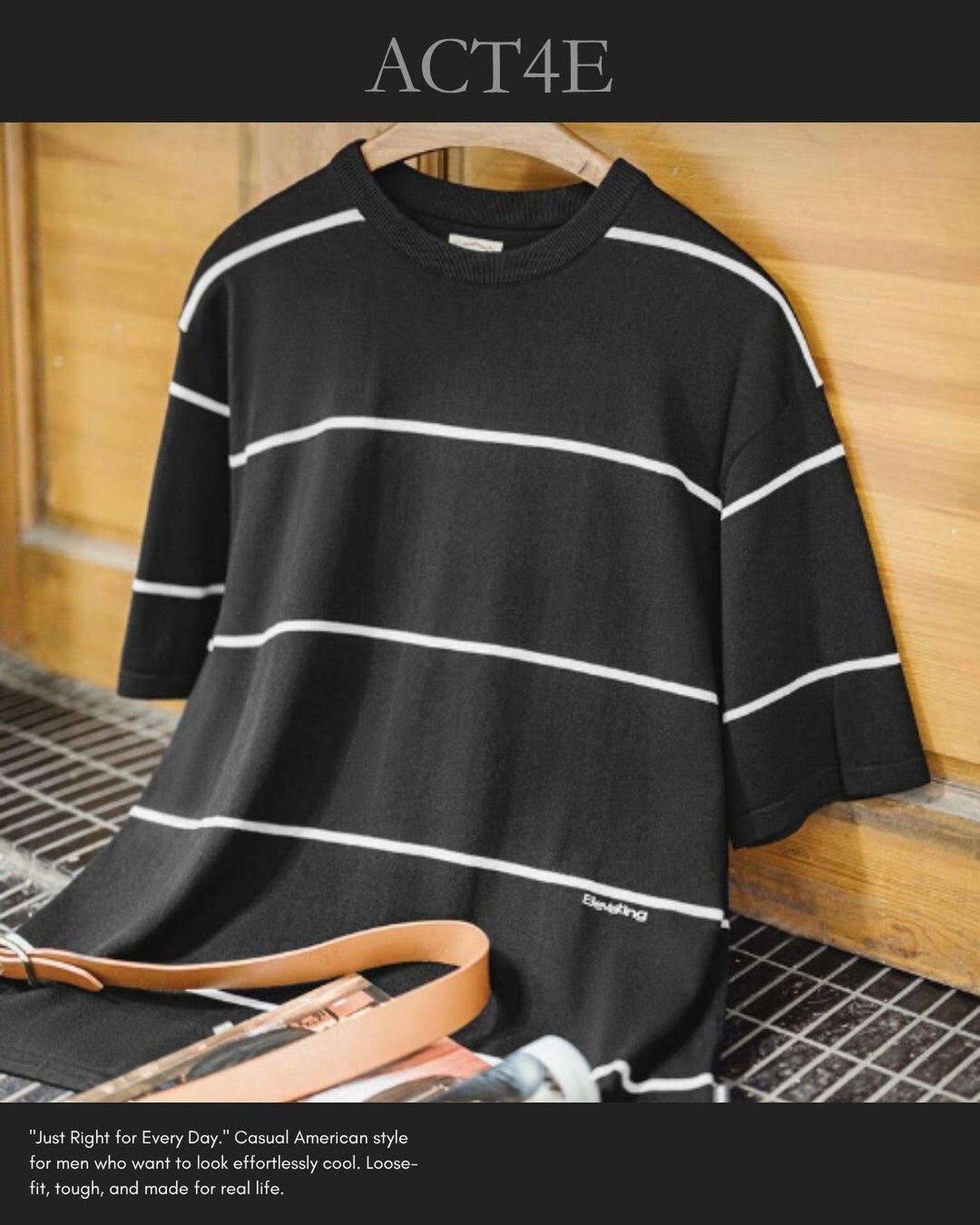 striped crew neck short sleeve t-shirt 【ACT0045】