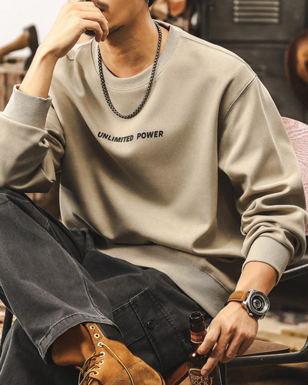 【S-4XL】minimalist front logo loose sweatshirt 【ACT0258】