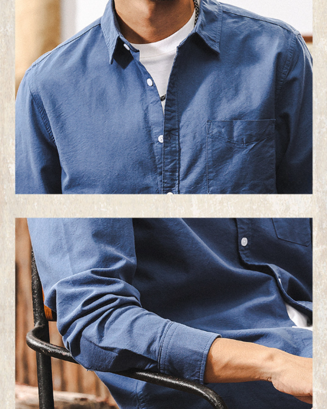 【M-3XL】casual washed solid long sleeve shirt 【ACT0296】