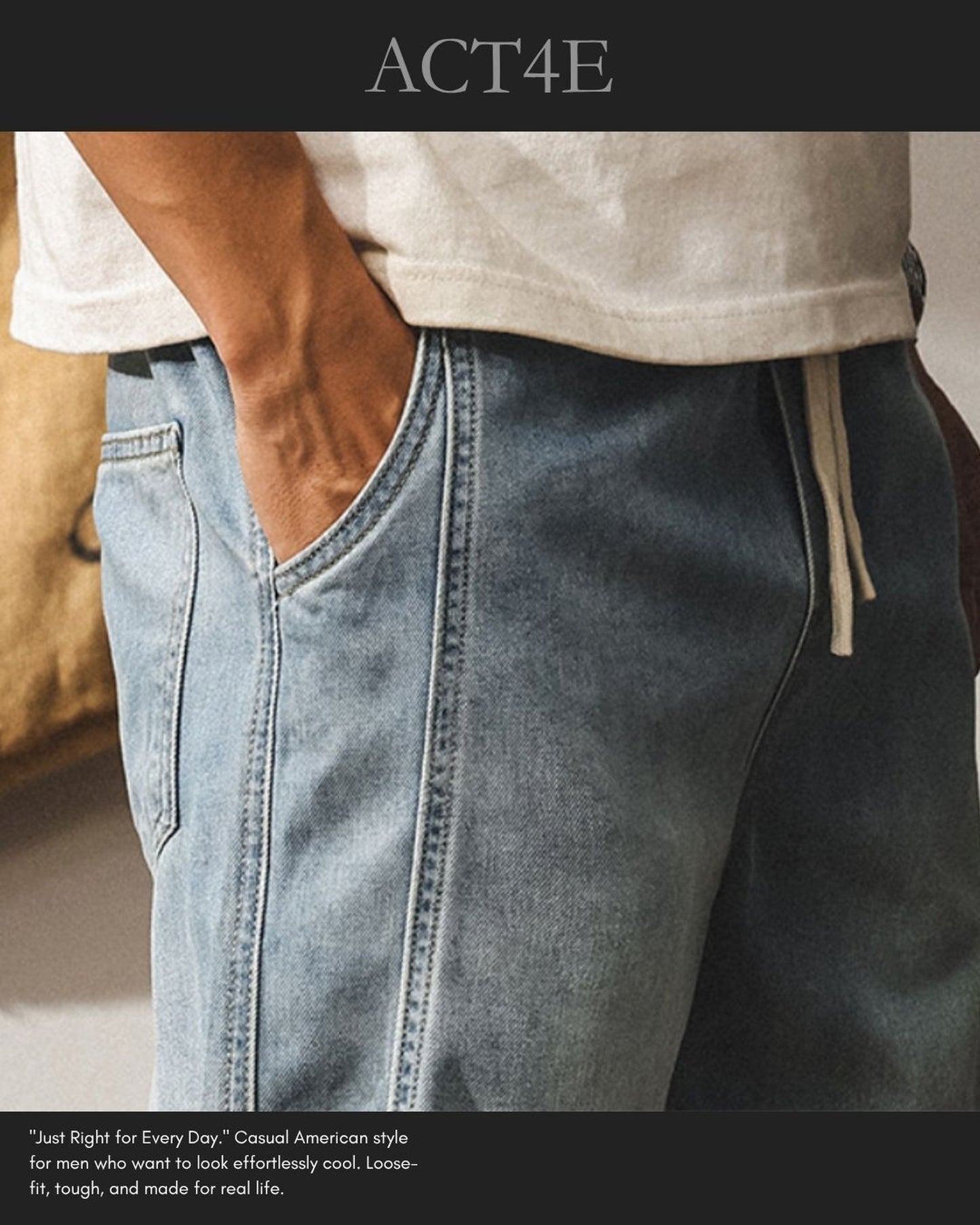 loose drawstring jogger denim pants 2colors 【ACT0188】