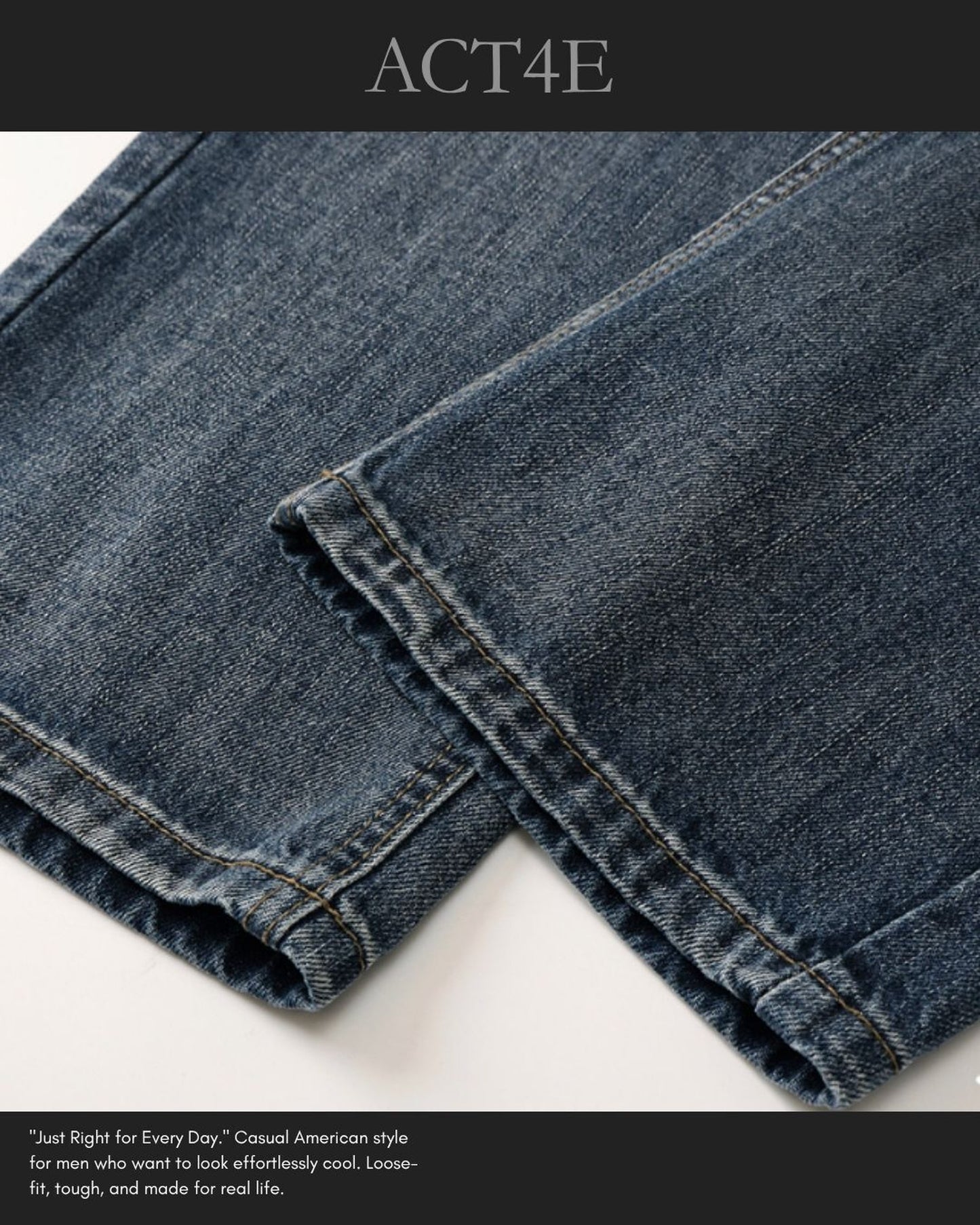 heavy weight loose straight denim pants 【ACT0203】