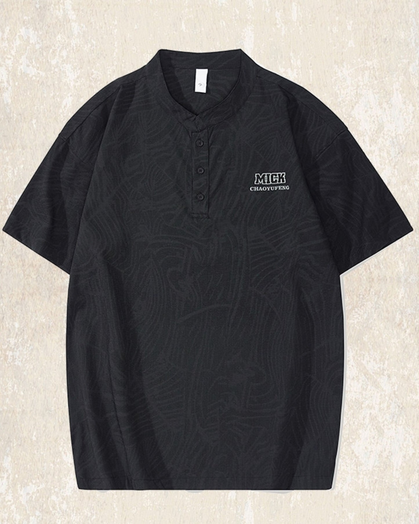 vintage striped stand collar POLO shirt 3color 【ACT0240】