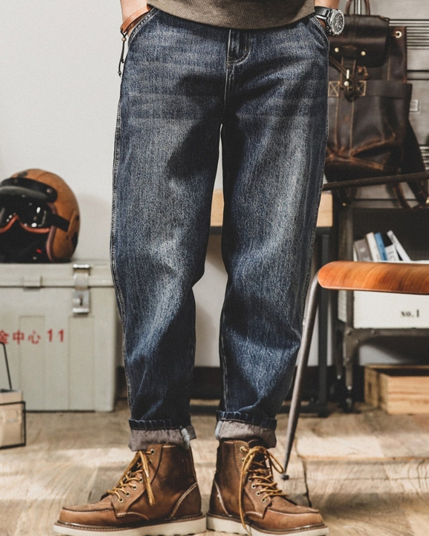 vintage wash loose wide denim pants 2colors 【ACT0219】