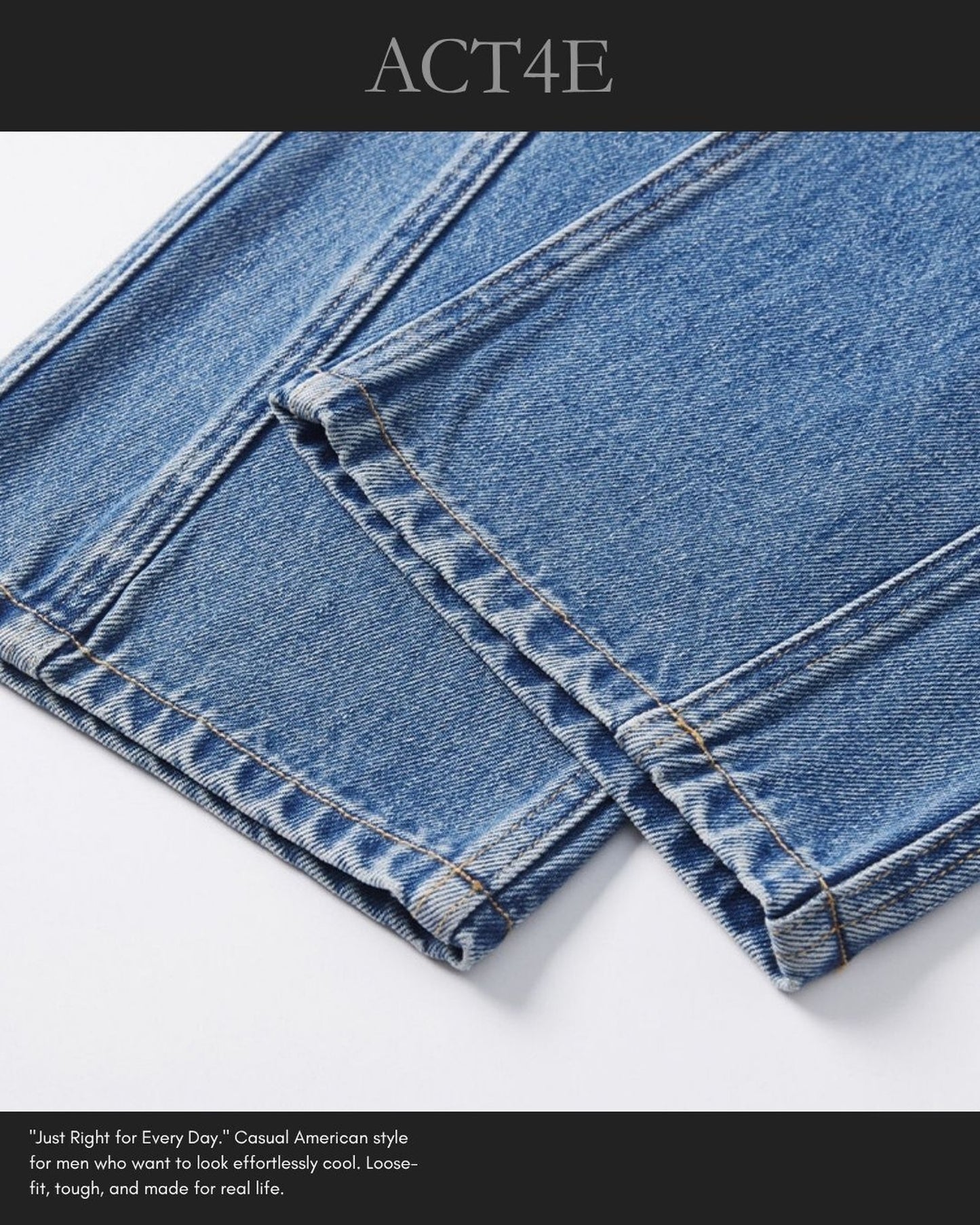 heavy weight loose straight denim pants 【ACT0211】