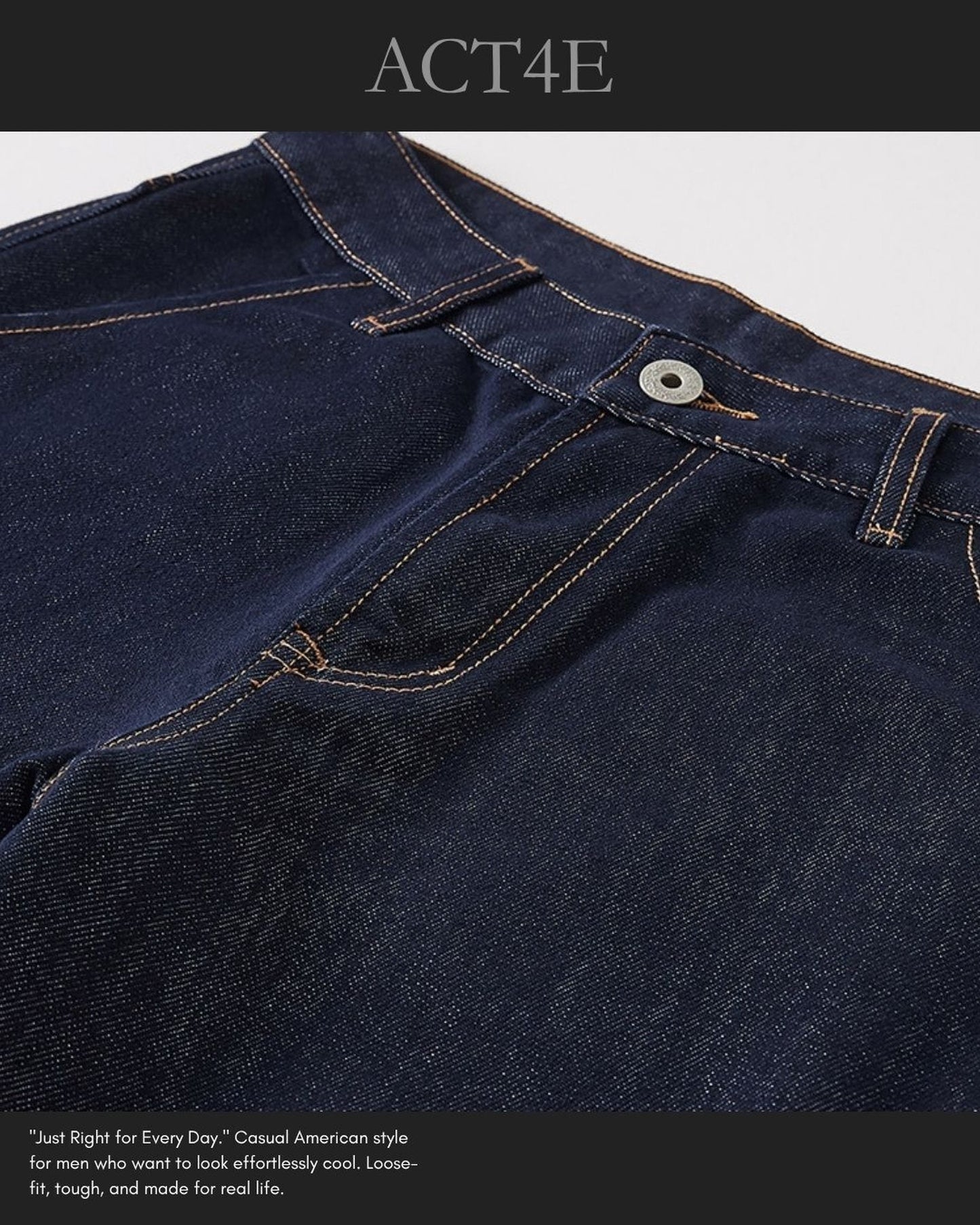vintage raw wash curved wide denim pants 【ACT0214】