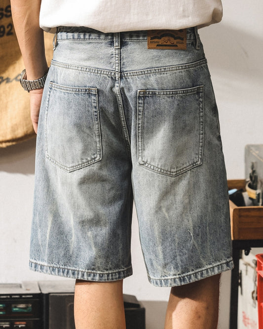 washed straight denim shorts 【ACT0174】