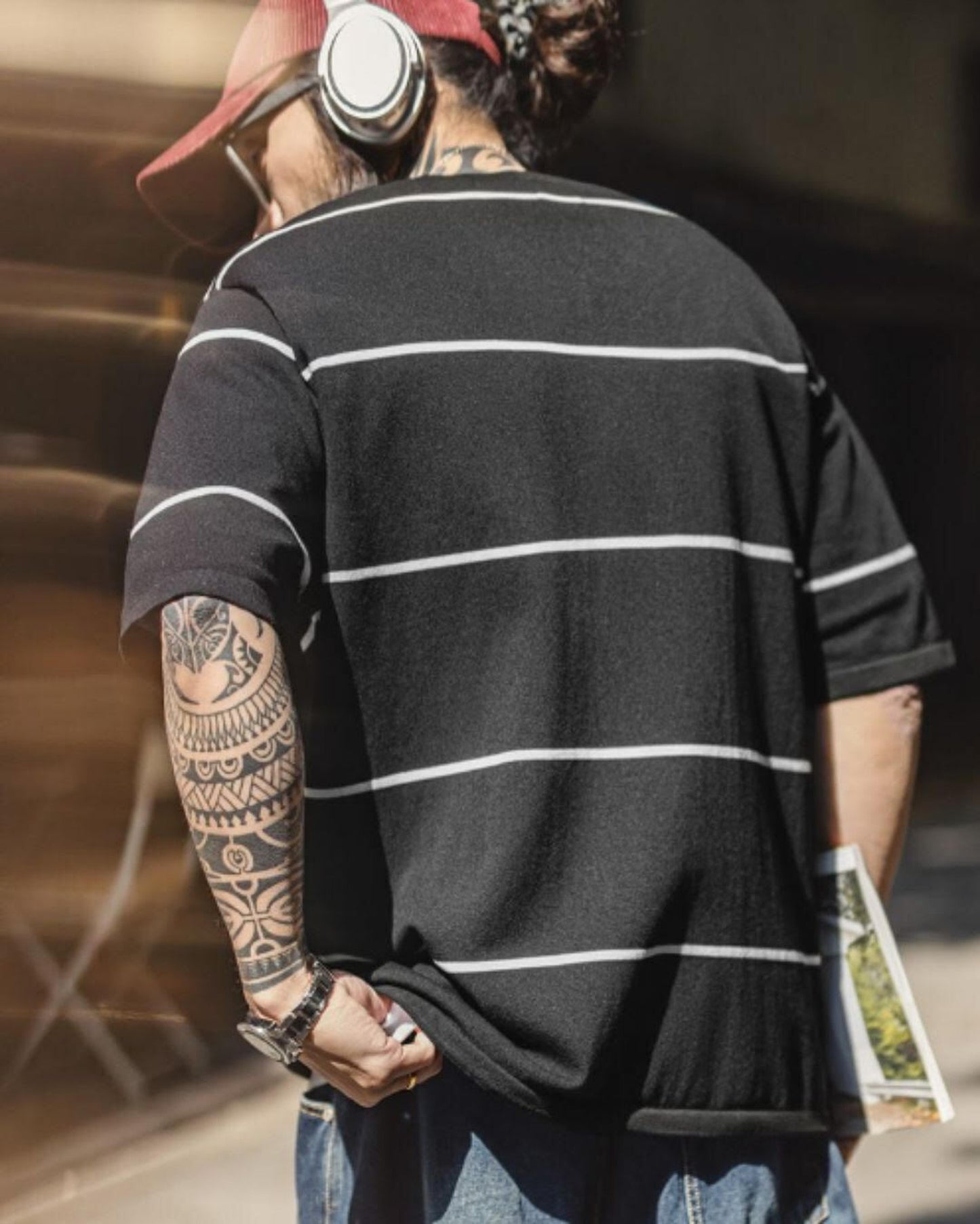 striped crew neck short sleeve t-shirt 【ACT0045】