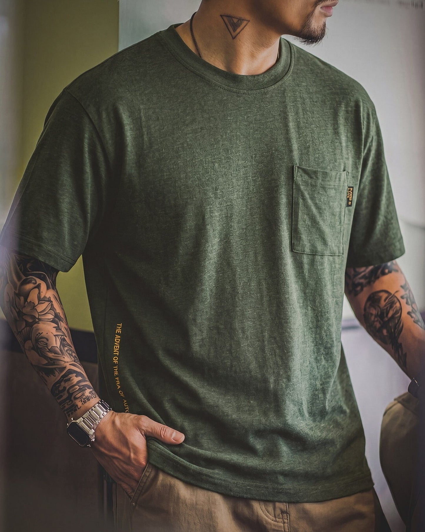 Vintage Slub-Cotton Chest-Pocket Retro T-Shirt 【ACT0096】