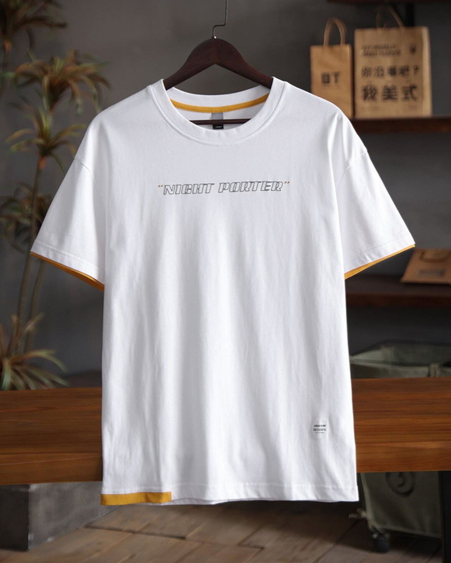 Layered-Style Graphic Relaxed Printed Cotton T-Shirt 3color 【ACT0122】