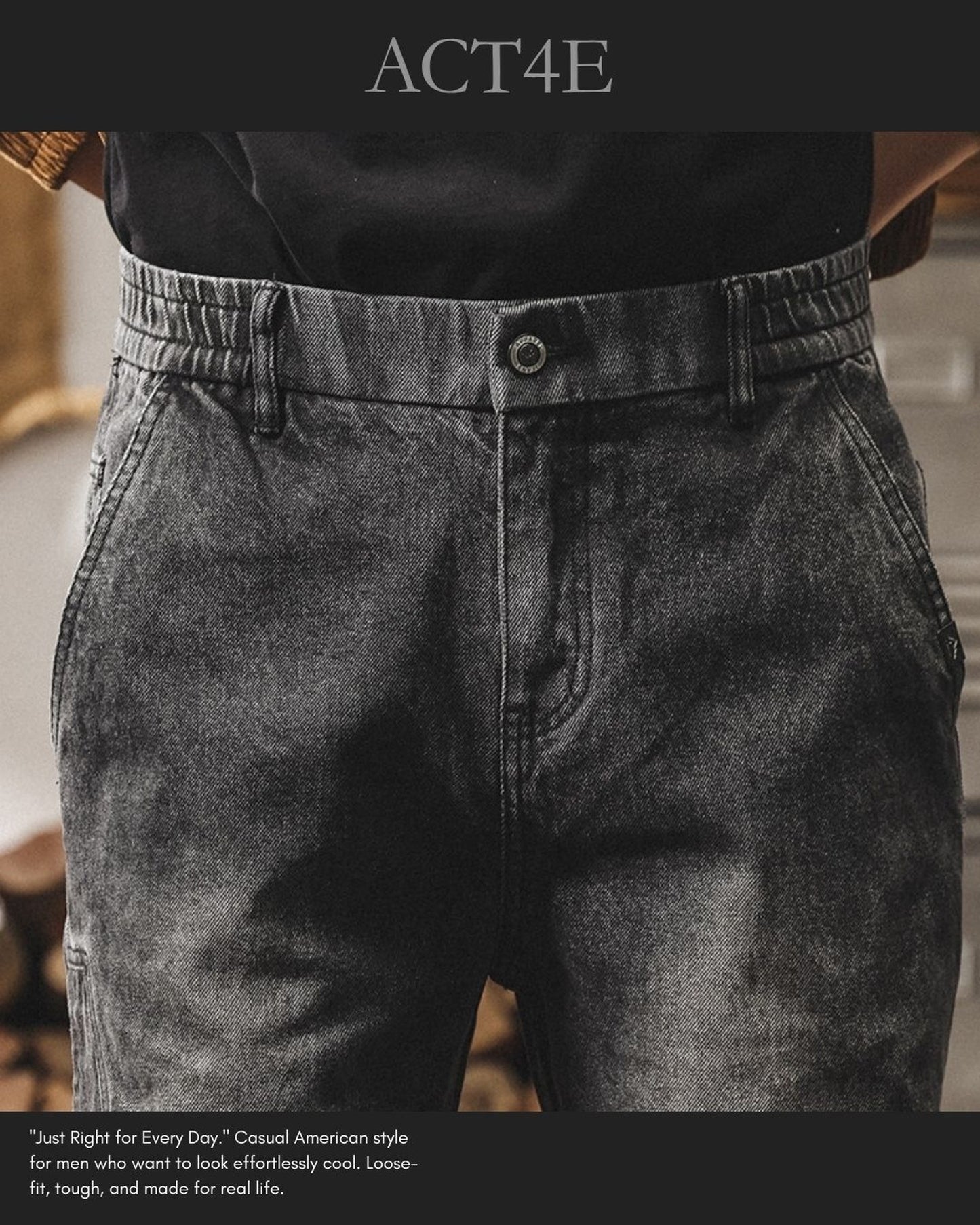vintage wash loose straight cargo denim pants 2color 【ACT0223】