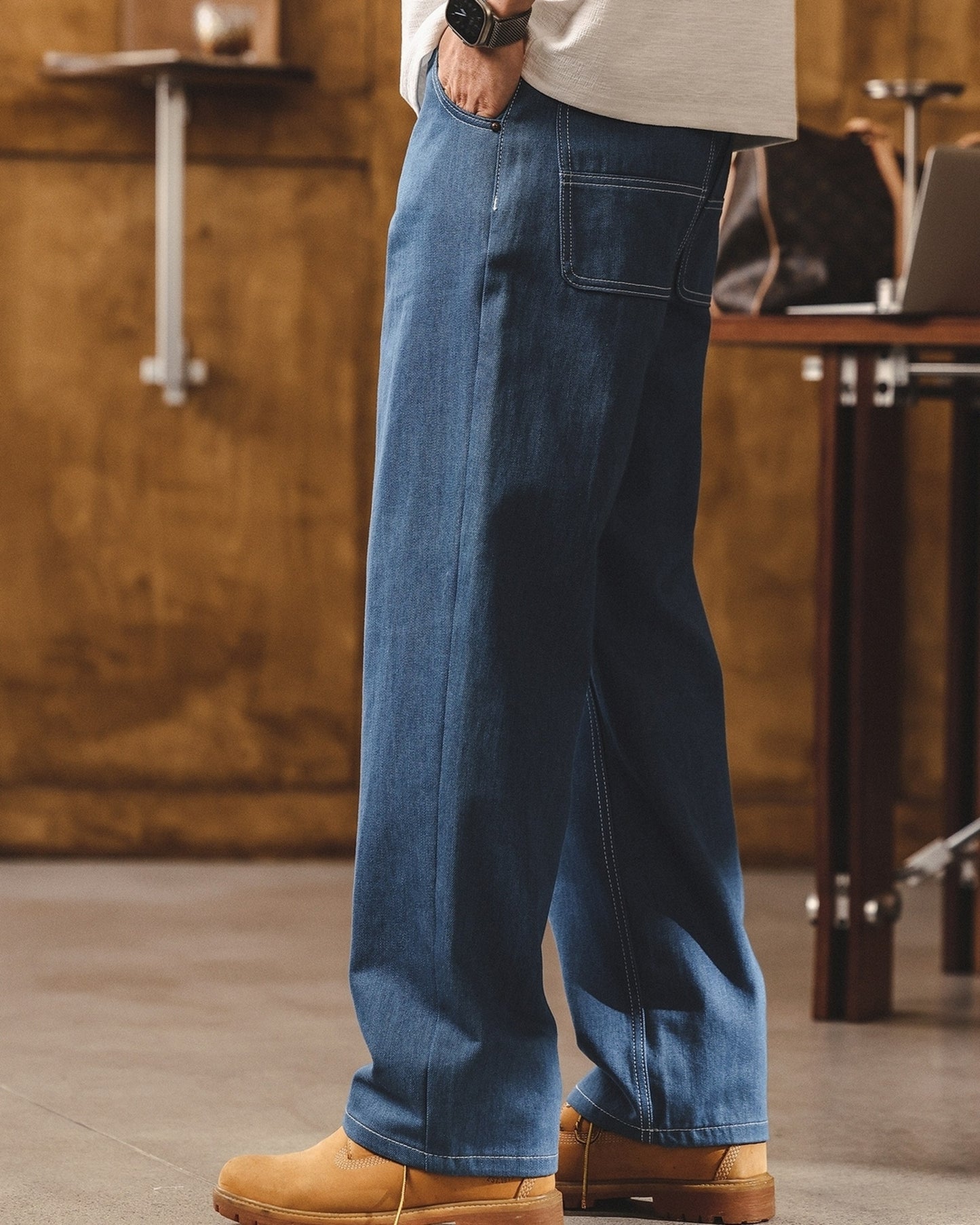 vintage wash straight painter denim pants 【ACT0220】