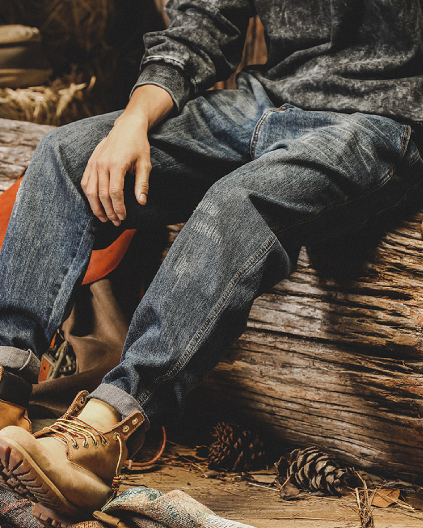 heavy weight tapered denim pants 【ACT0191】