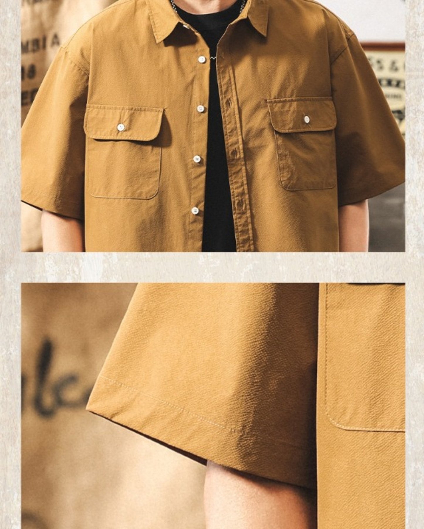 cargo pocket loose short sleeve shirt 3color 【ACT0233】