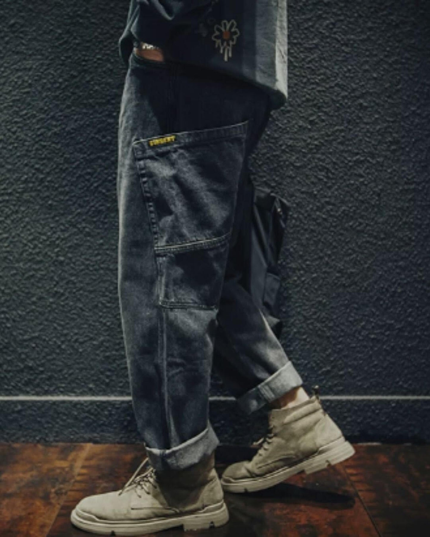 patch pocket wide denim pants 2color 【ACT0016】