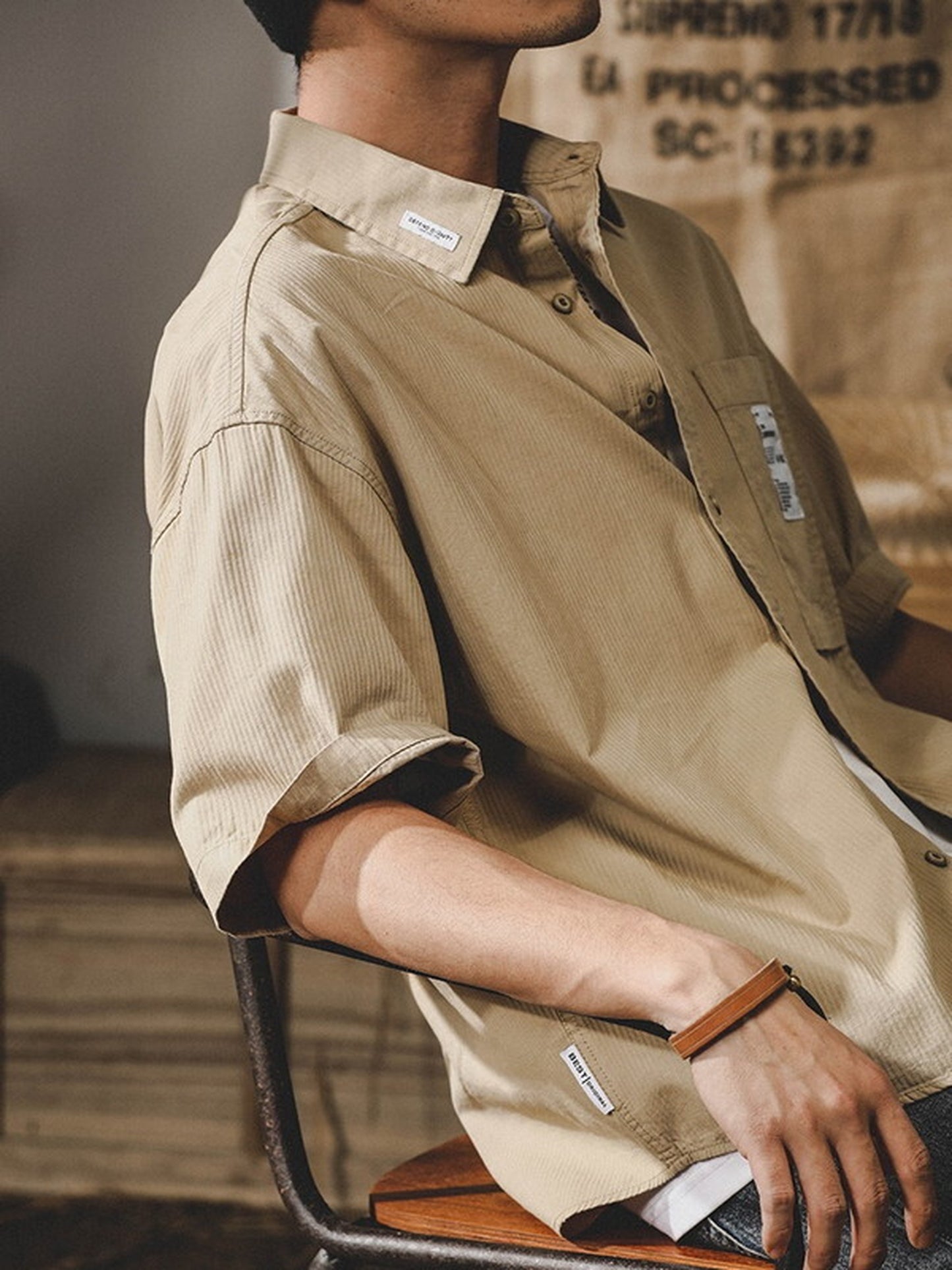 loose-fit classic lightweight short-sleeve cotton shirt 【ACT0251】