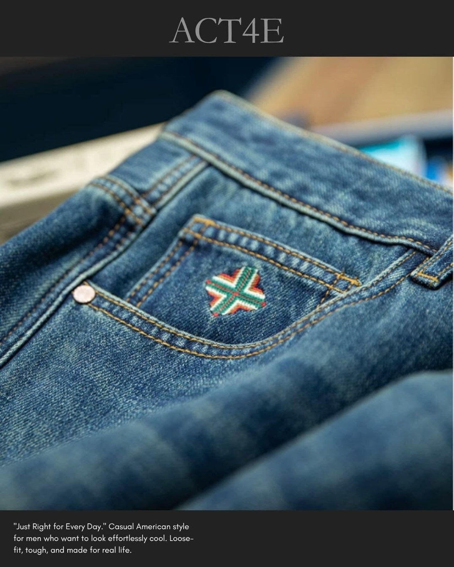 washed straight denim pants 【ACT0013】