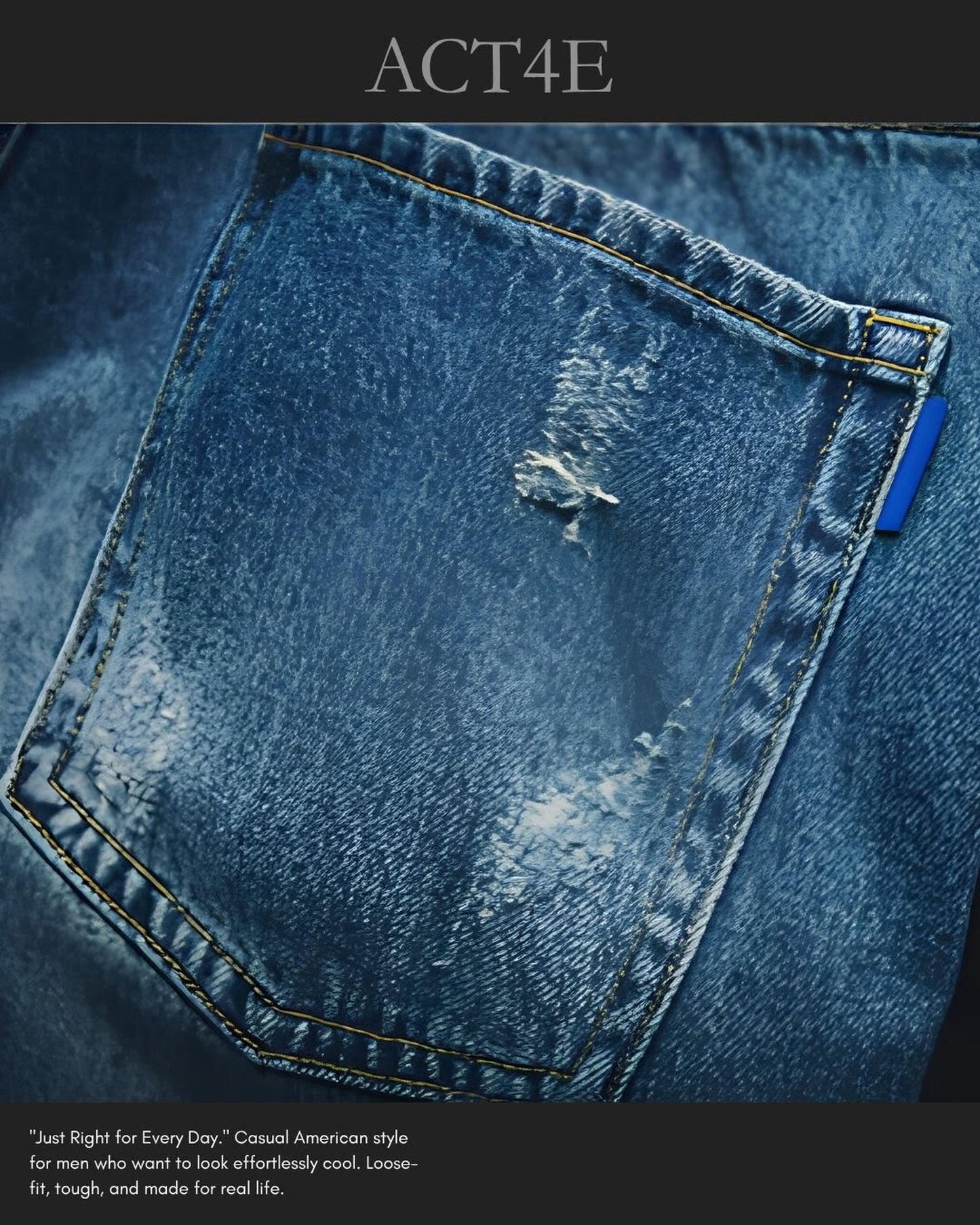 damage processed tapered denim pants 【ACT0014】